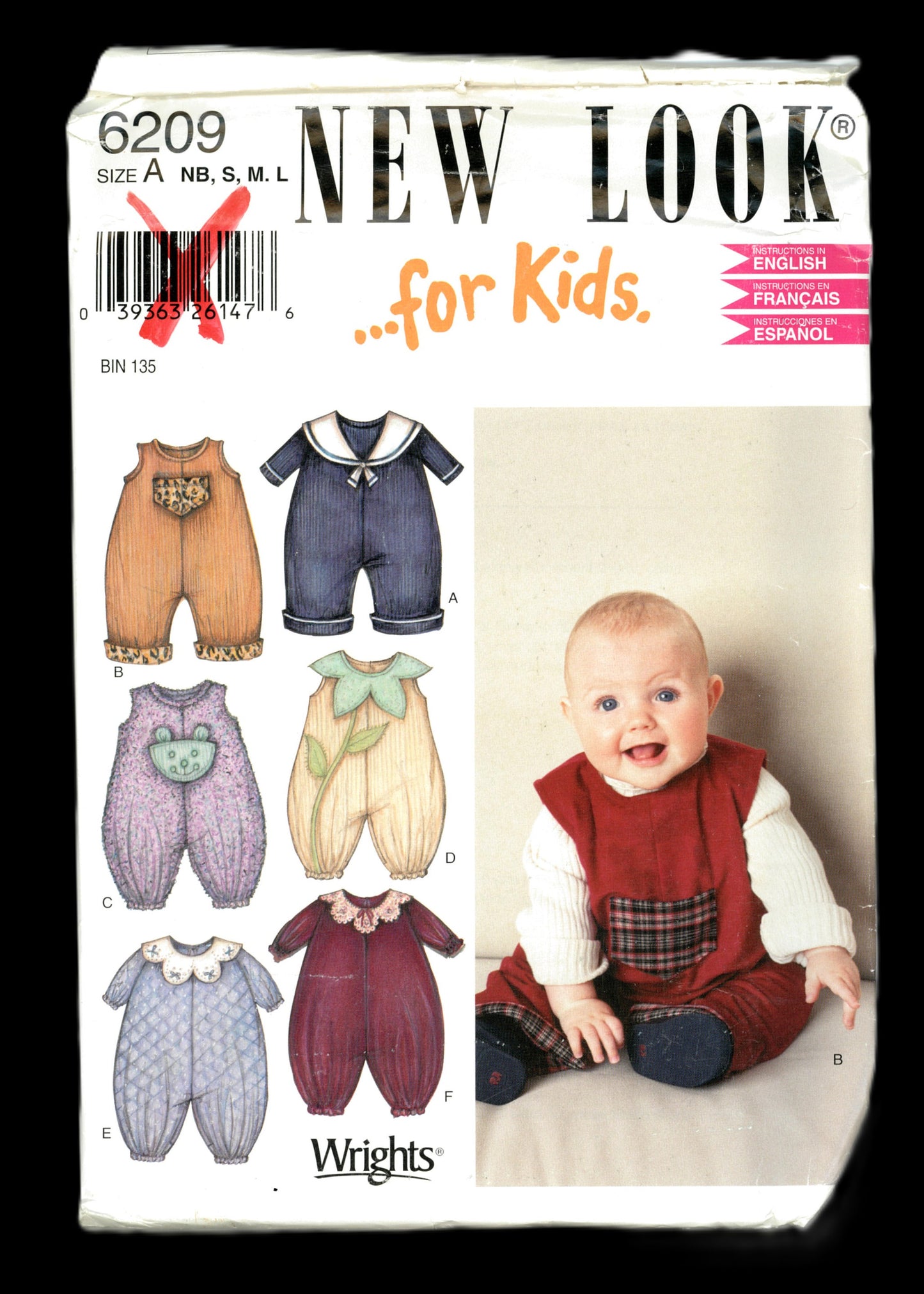 New Look 6209 Infants Jumpsuit Sewing Pattern UNCUT  Size NB S M L