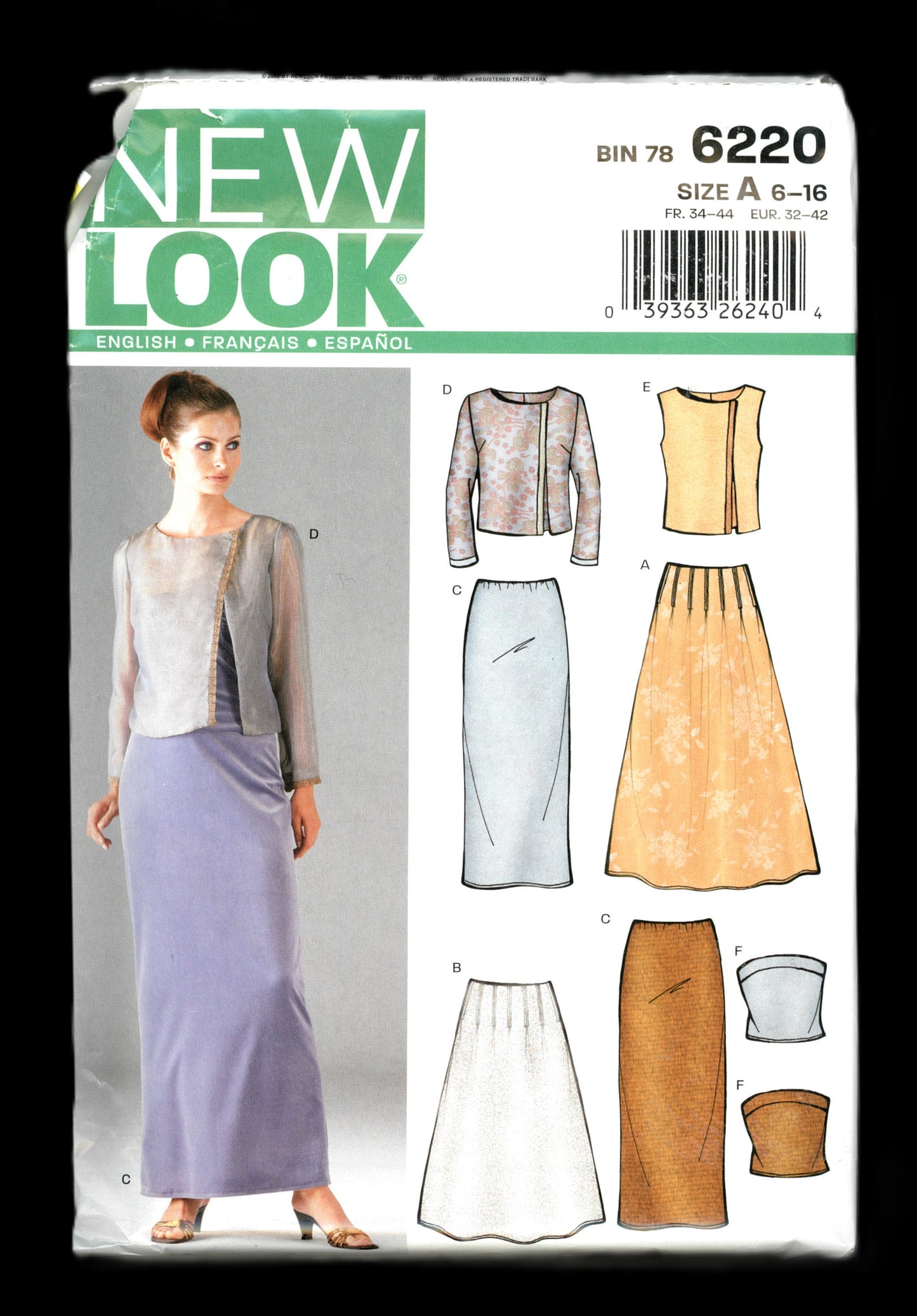 New Look 6220 Special Occasion Misses Top and Skirt Sewing Pattern UNCUT - Size 6 - 16 Special Occasion Skirt, Cocktail Skirt