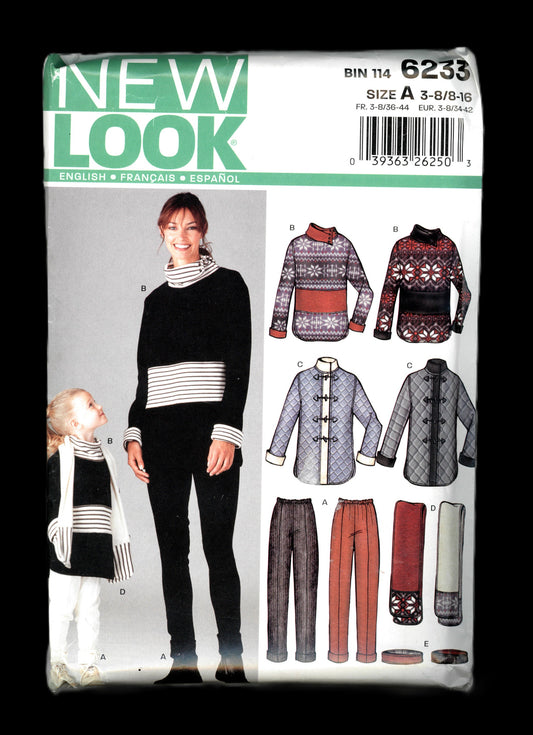 New Look 6233 Mother Daughter Top and Pants  Sewing Pattern UNCUT Childs Size 3 - 8 Misses Size 8 - 16