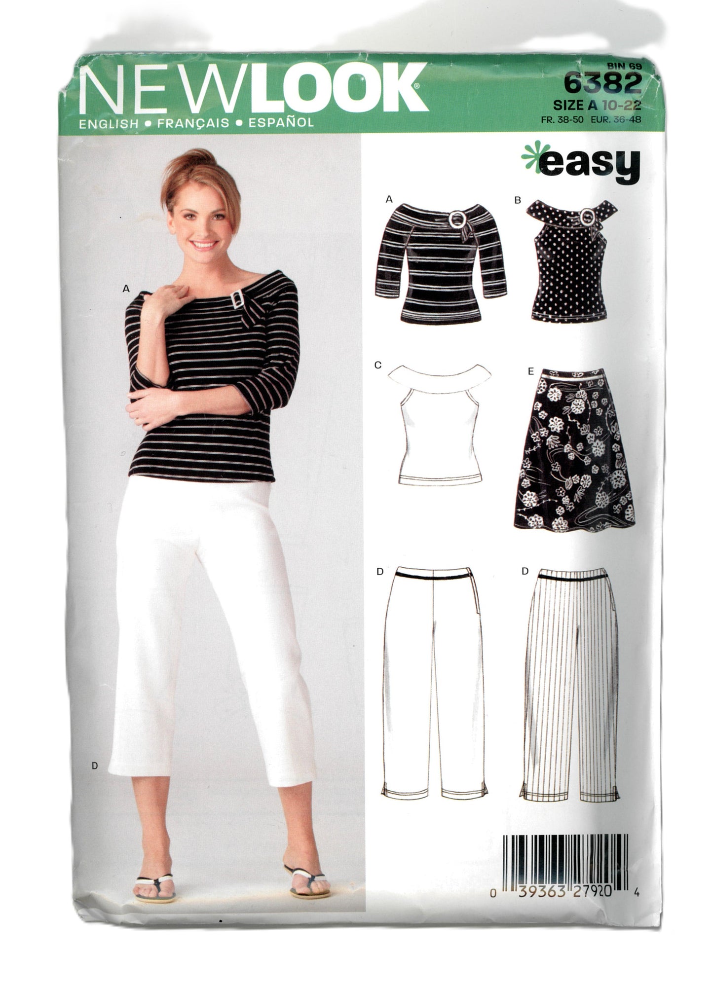 New Look 6382 Misses Knit Tops  Skirt and Capri  Pants Sewing Pattern - UNCUT - Size 10 - 22