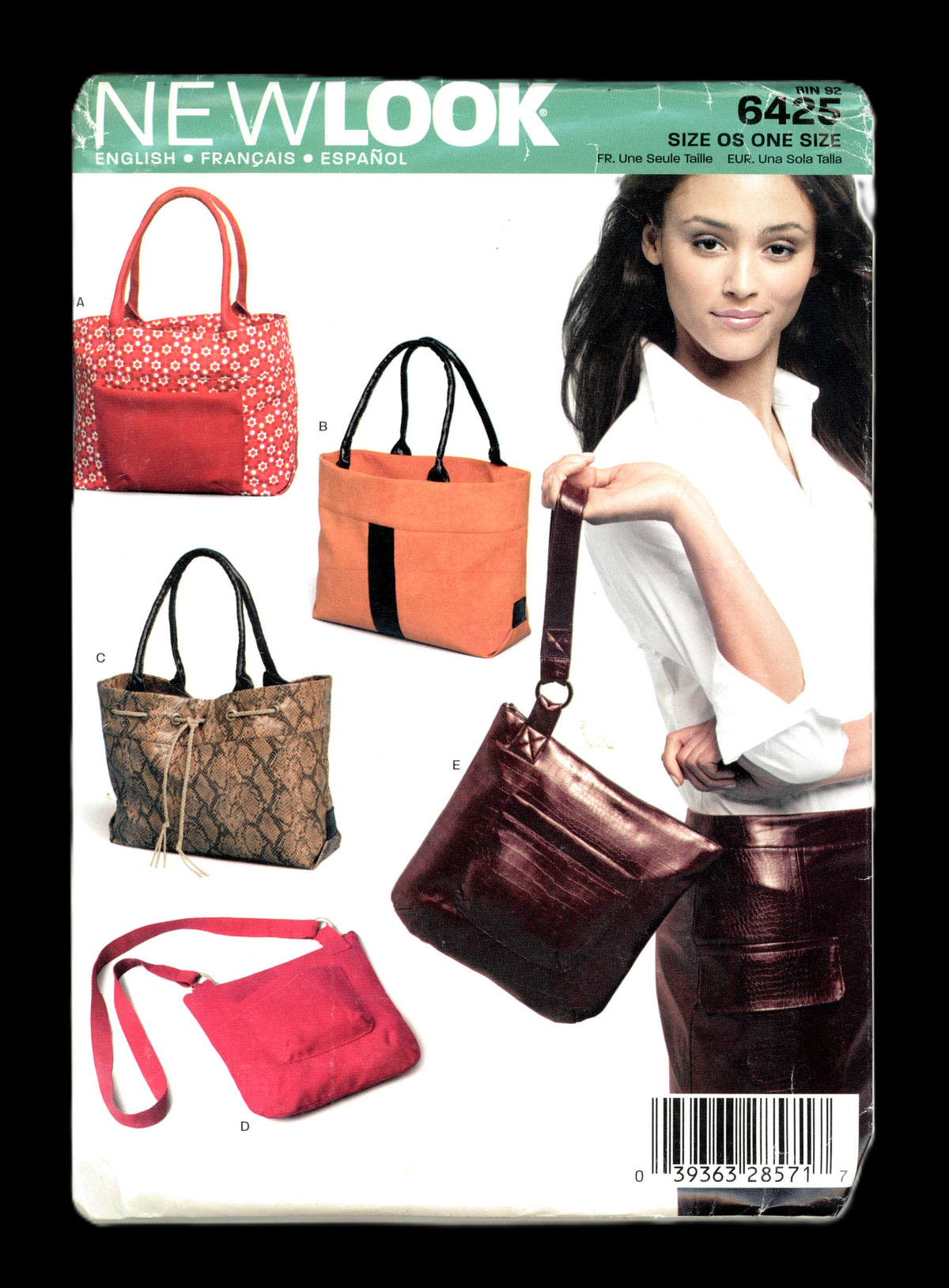 New Look 6425 Bags Sewing Pattern - UNCUT