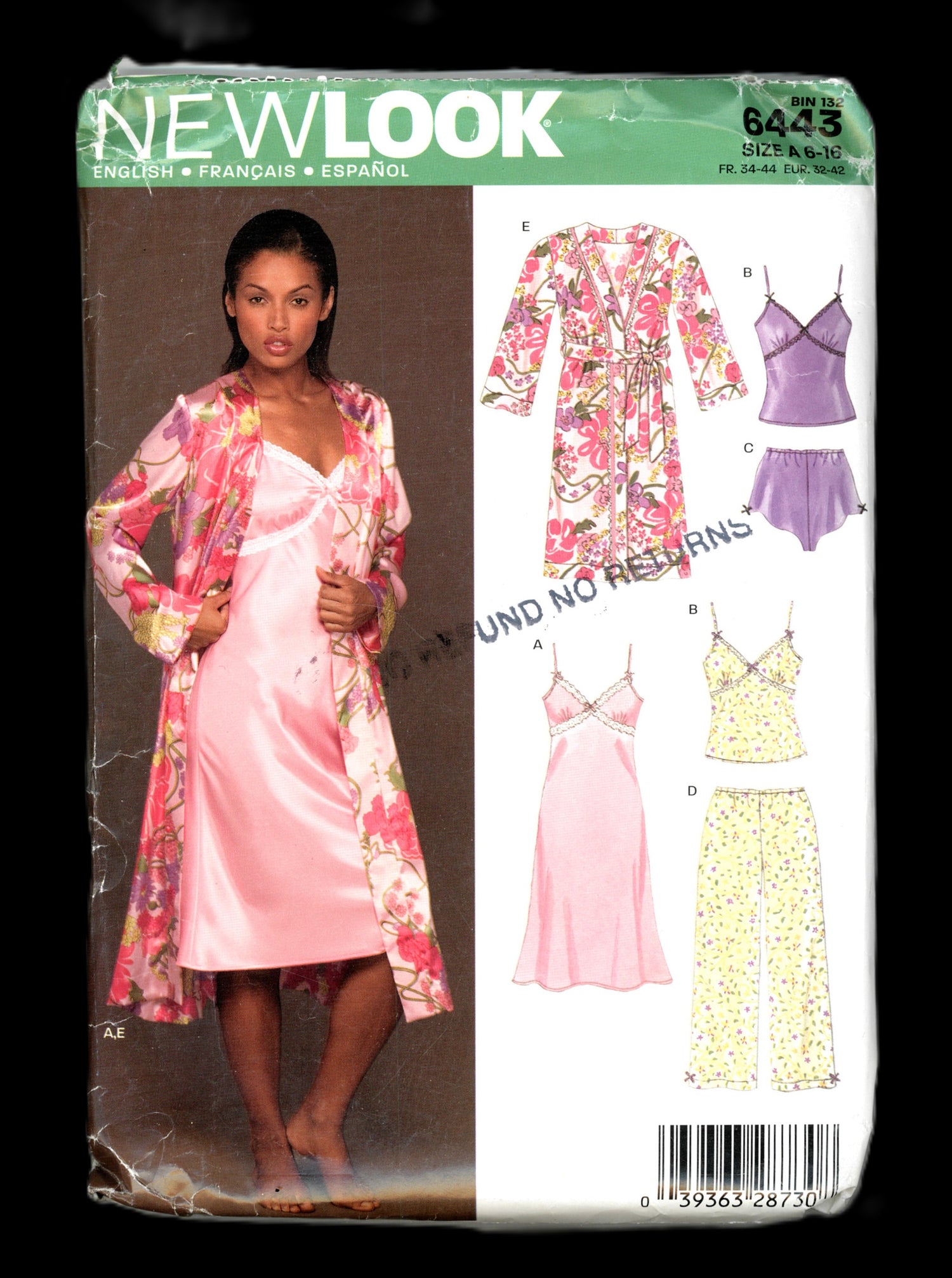 New Look 6443 Misses Robe, Slip Nightdress, Camisole and Shorts or Pants Sewing Pattern - UNCUT  - Size  6 - 16