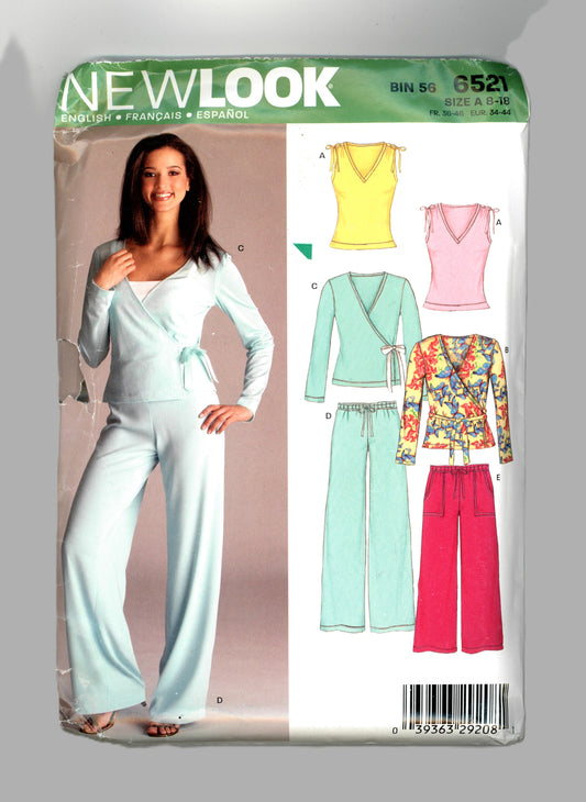 New Look 6521 Misses Pants and Knit Wrap and Tank Tops Sewing Pattern UNCUT - Size 8 - 18