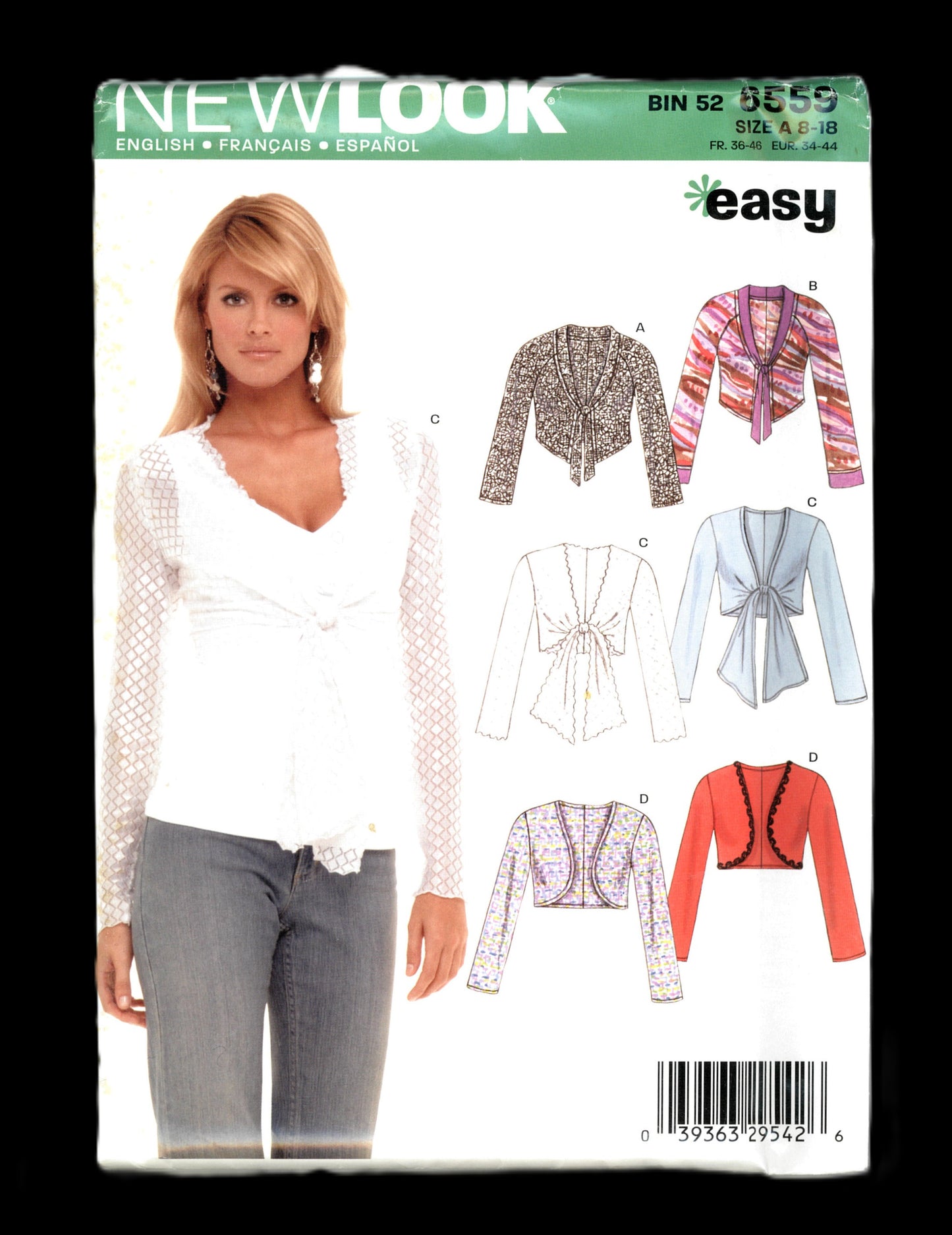 New Look 6559 Misses Knit Bolero Jacket Sewing Pattern UNCUT Size 8 - 18