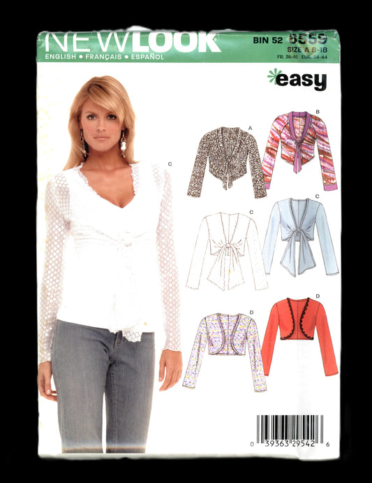 New Look 6559 Misses Knit Bolero Jacket Sewing Pattern UNCUT Size 8 - 18