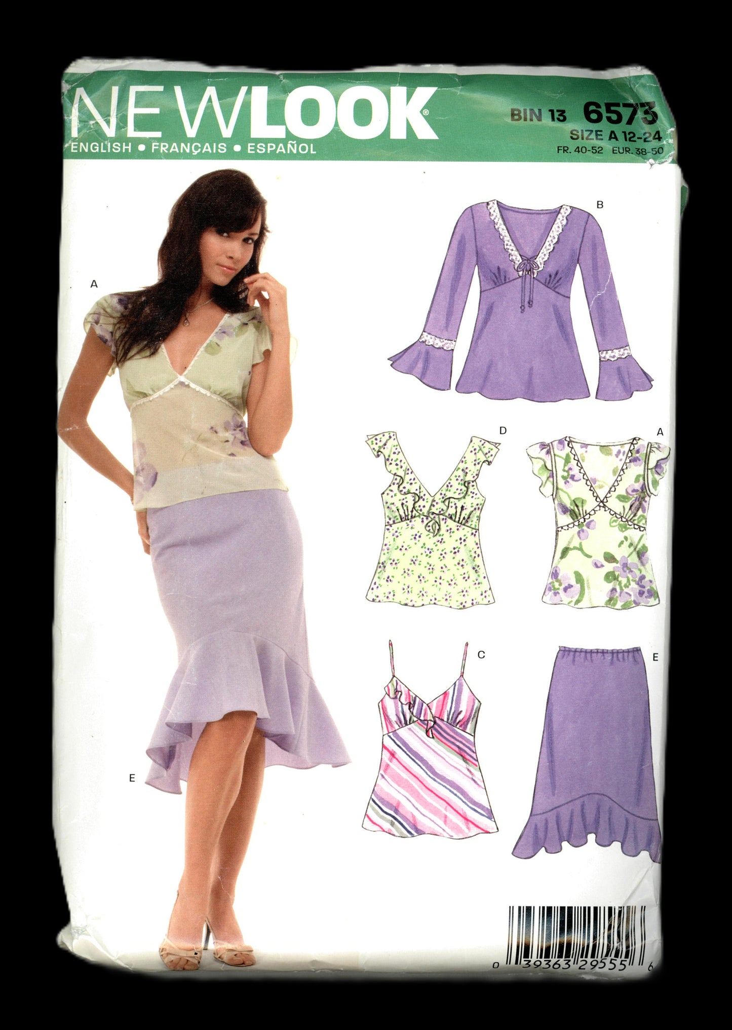 New Look 6573 Misses Tops and Skirt Sewing Pattern UNCUT - Size 12 - 24