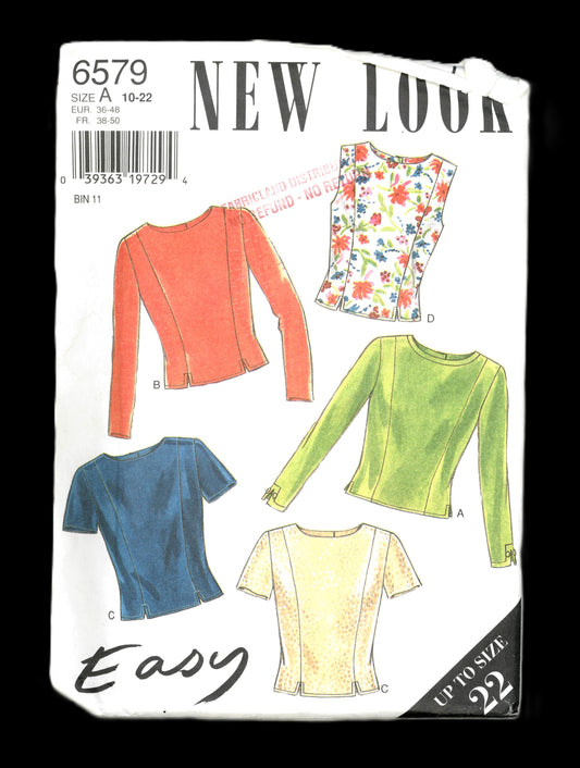 New Look 6579 Misses Tops Sewing Pattern UNCUT - Size 10 - 22