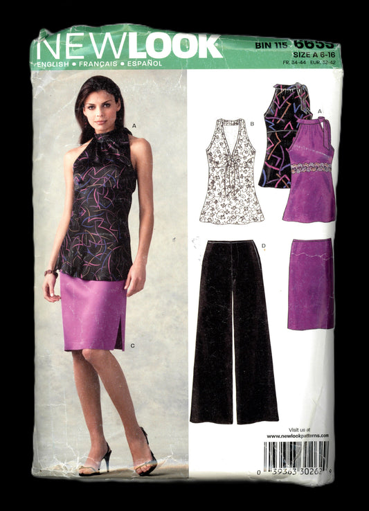 New Look 6655 Misses Top Pants and Skirt Sewing Pattern - UNCUT - Size 6  - 16