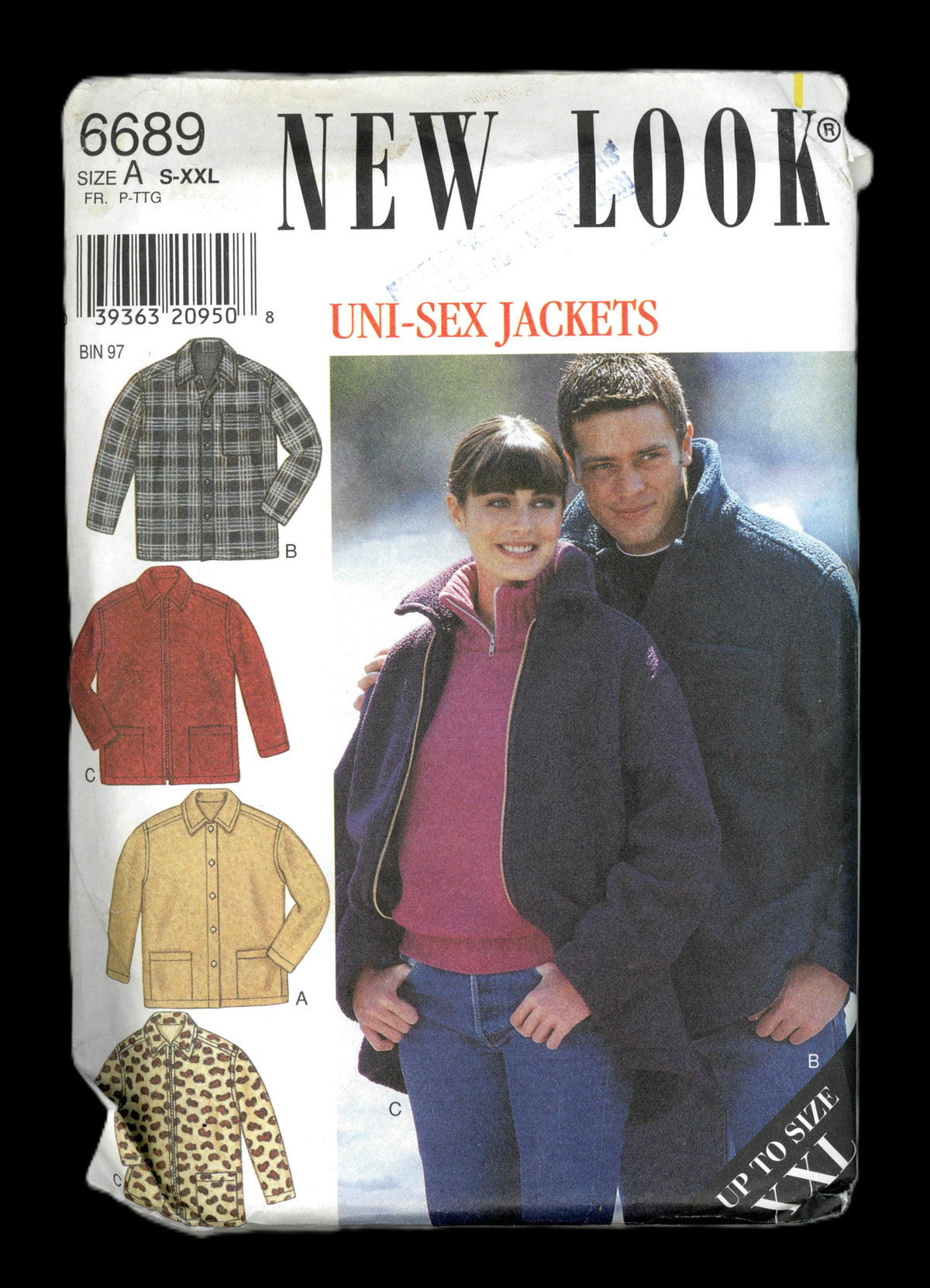 New Look 6689 Unisex Misses and Men's Unisex Jackets Sewing Pattern - UNCUT - Size S - Xxl