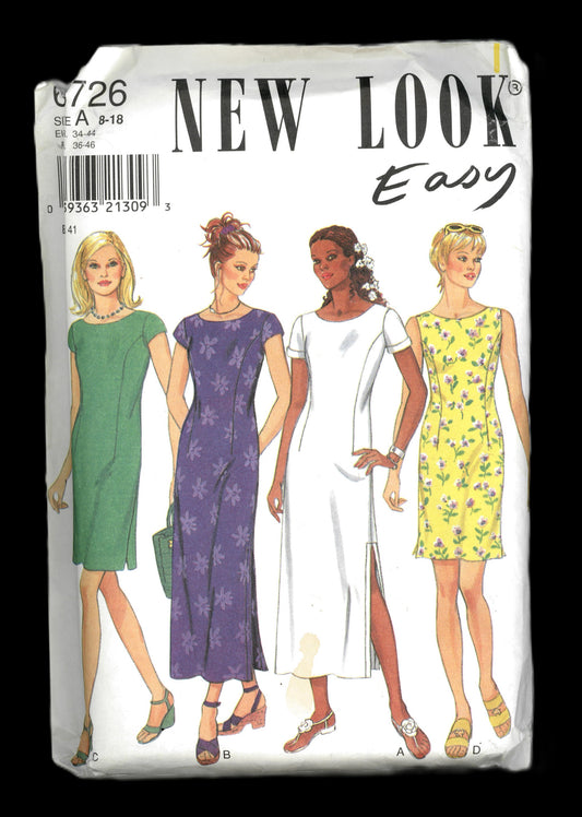 New Look 6726 Misses Dress Sewing Pattern - UNCUT - Size 8 - 18