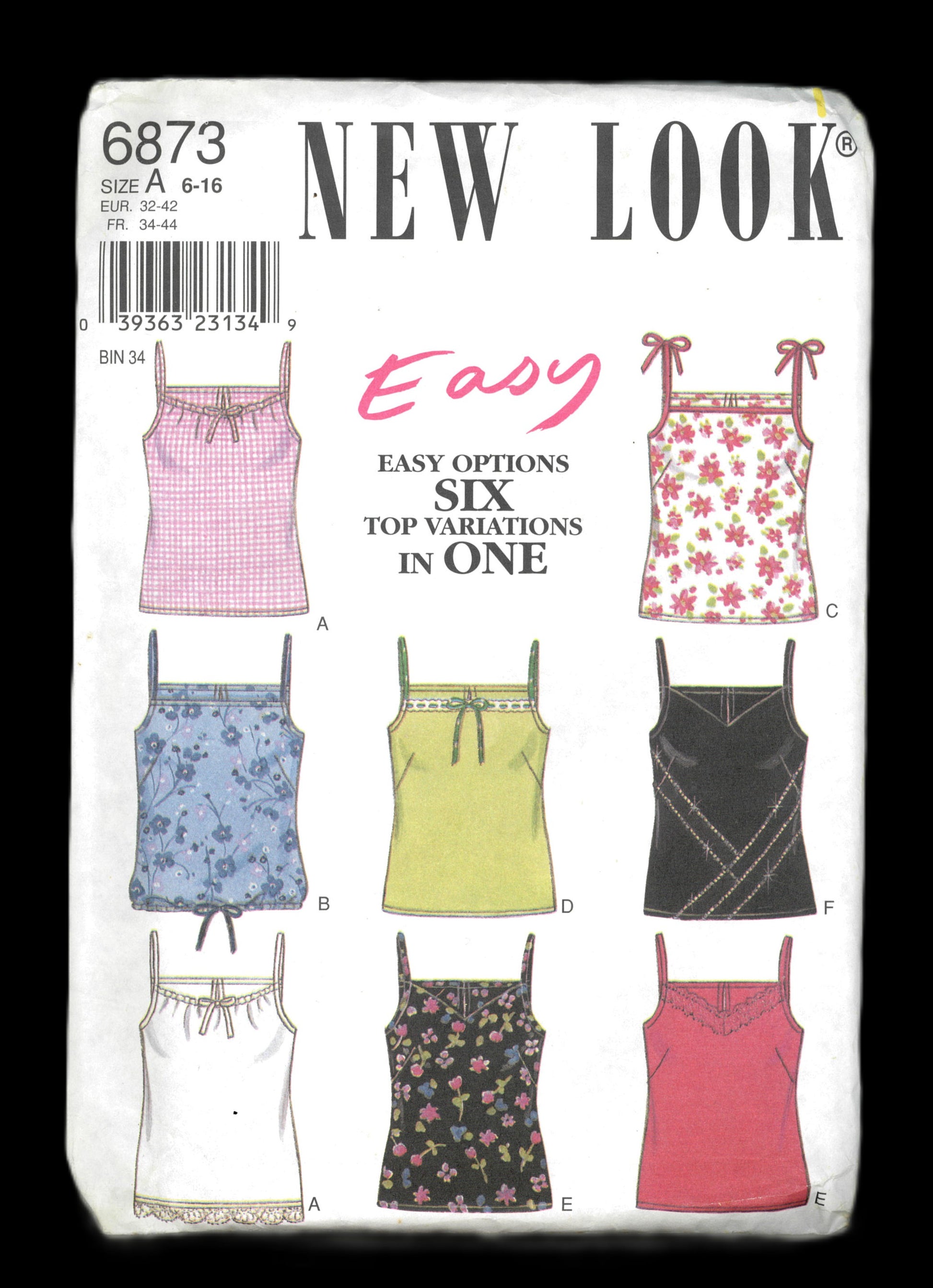 New Look 6873 Misses Tops Sewing Pattern - UNCUT - Size 6 - 16