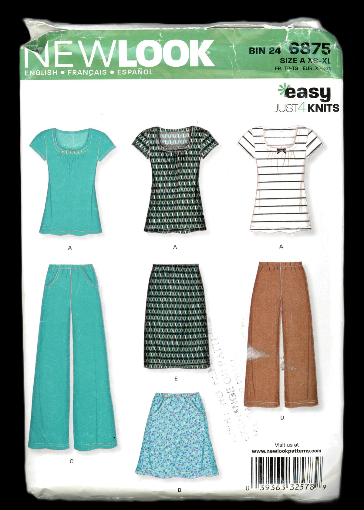 New Look 6875 Misses Top Pants and Skirt Sewing Pattern - UNCUT - Size  XS - XL