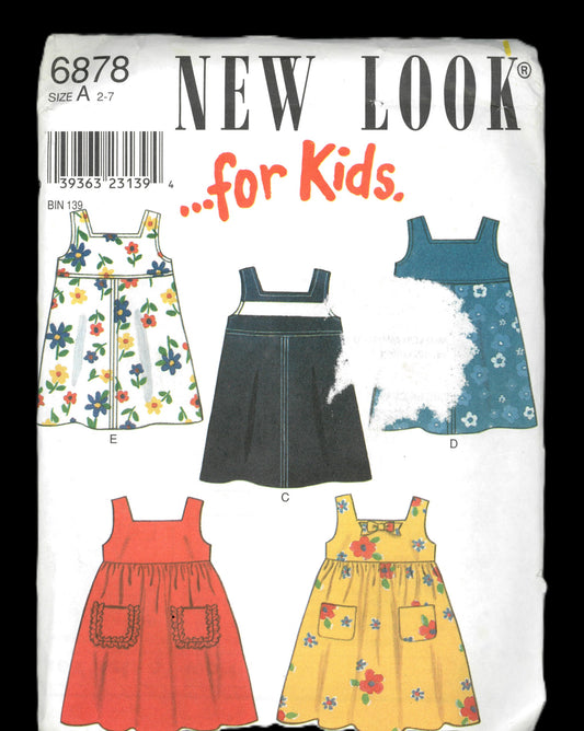 New Look 6878 Girls Dress Sewing Pattern UNCUT Size 2 - 7