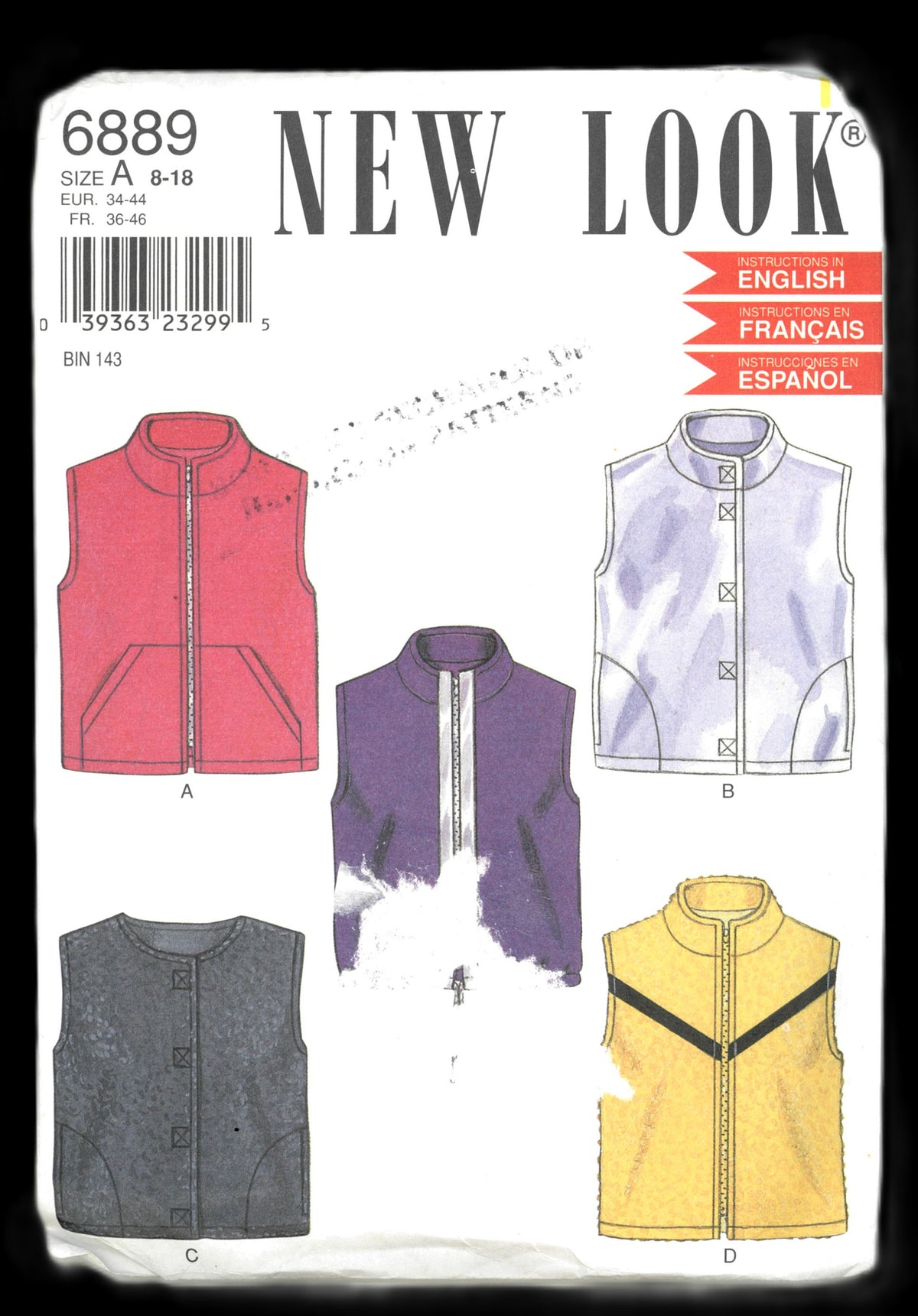 New Look 6889 Misses Vest Sewing Pattern UNCUT Size 8 - 18