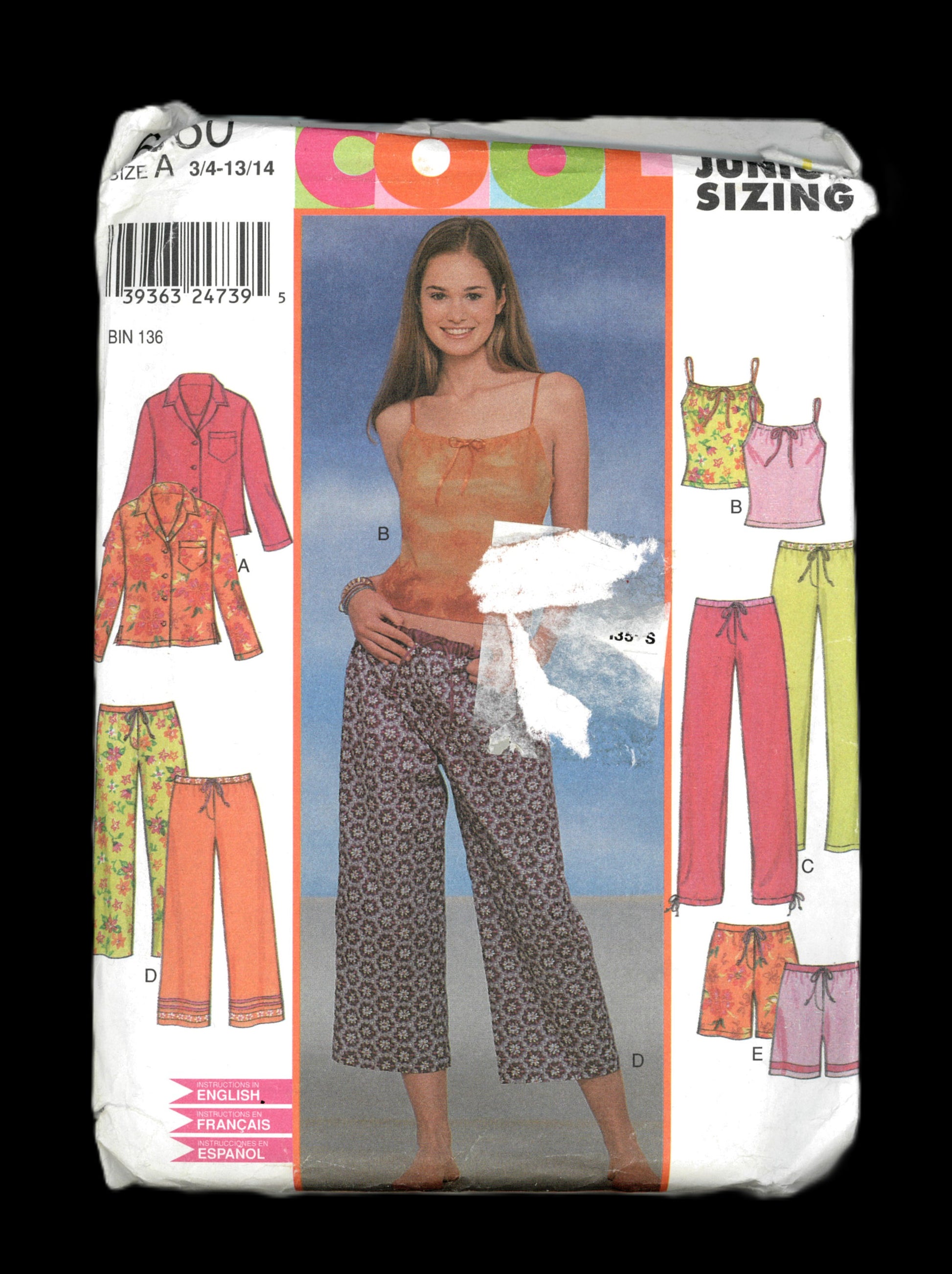 New Look Cool 6060 Junior Teens Lounge Tops and Pants Sewing Pattern  UNCUT Size 3/4 - 13/14