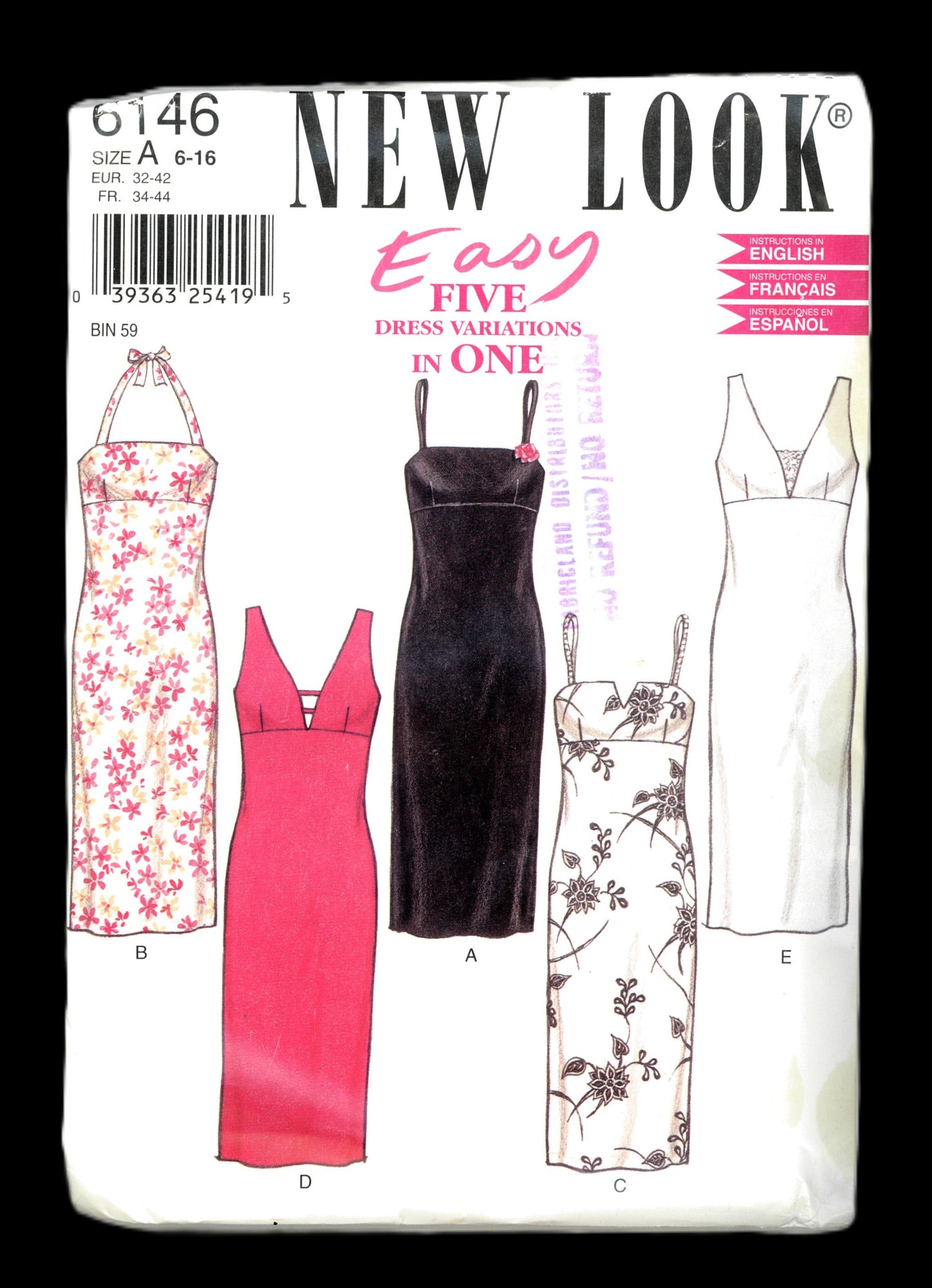 New look 6146 Misses Dress Sewing Pattern - UNCUT - Size 6 - 16