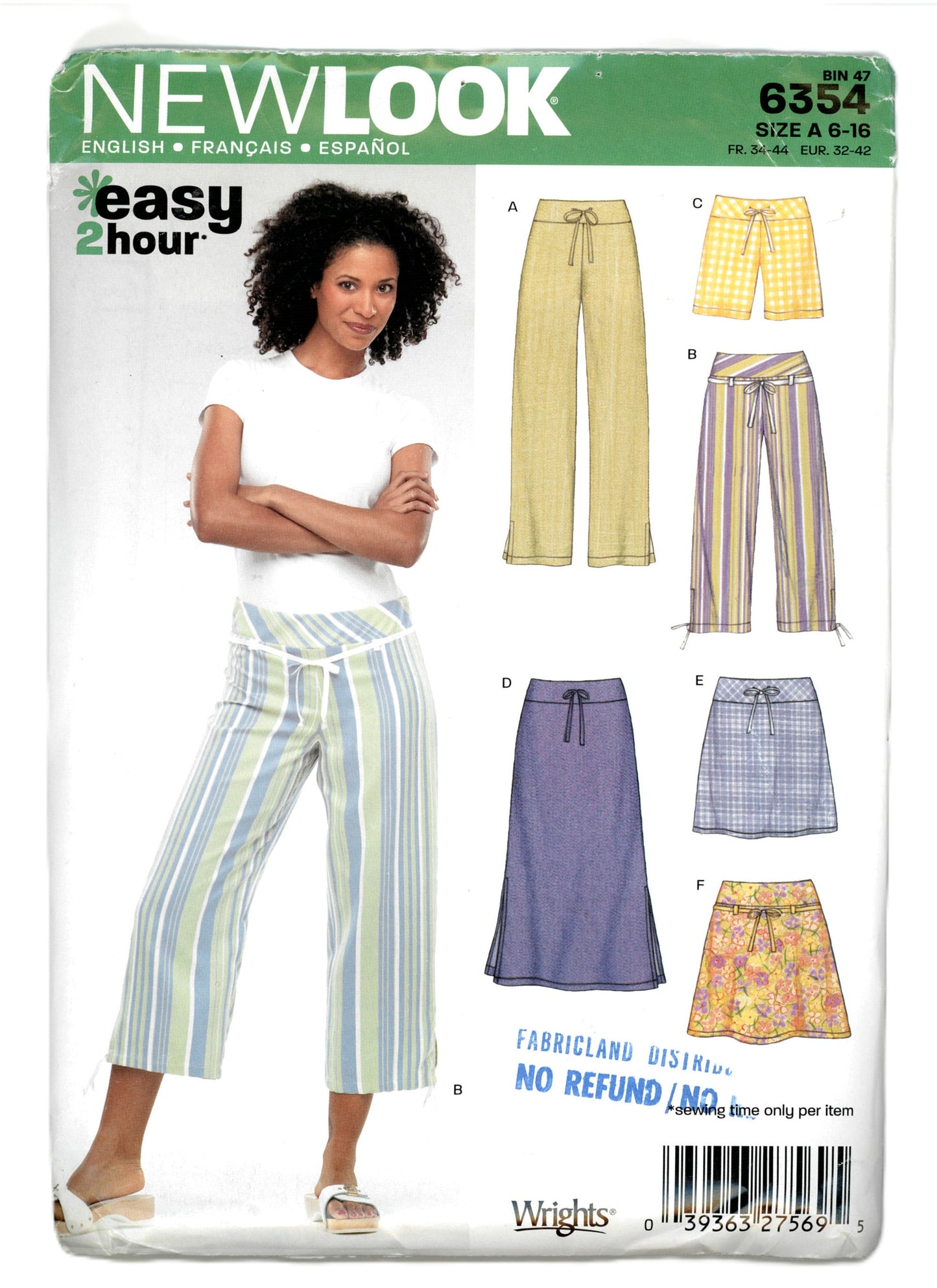 New Look 6354 Misses Skirt Pants and Capris Sewing Pattern - UNCUT - Size 6 - 16