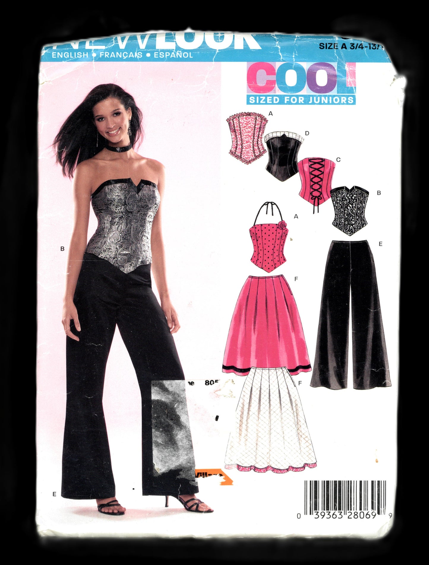 New Look Cool 6480 Junior Teens Corset Tops Pants and Skirts Sewing Pattern  UNCUT Size 3/4 - 13/14