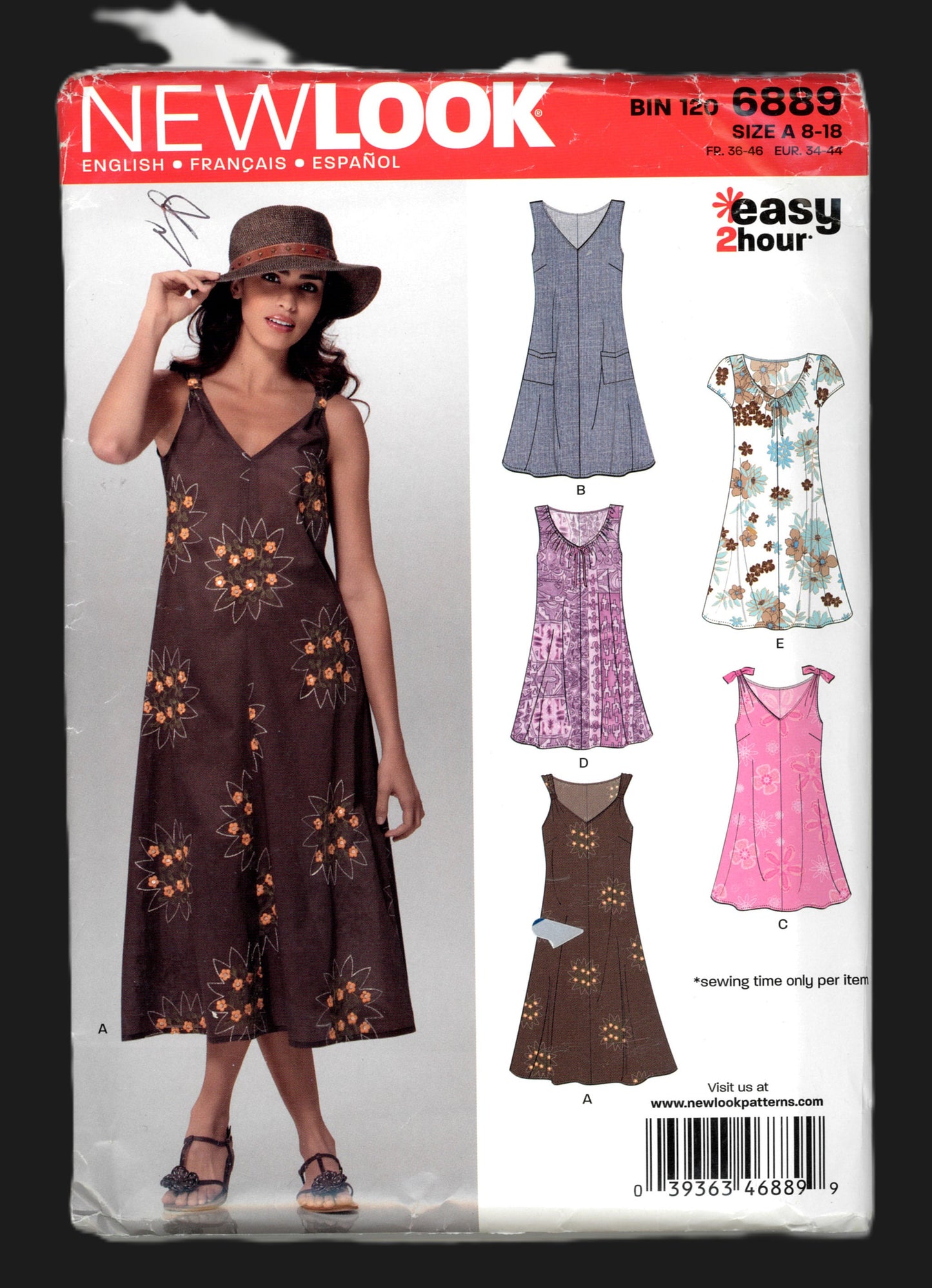 New Look 6889 Misses Dress Sewing Pattern - UNCUT - Size 8 - 18
