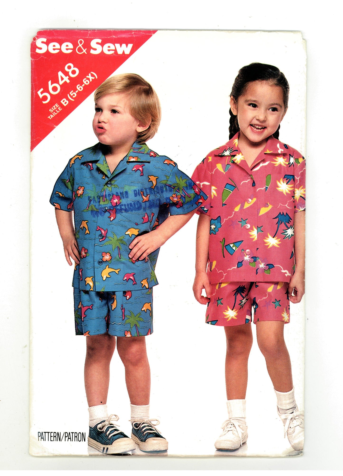 See and Sew 5648 Girls and Boys Shirt and Shorts Sewing Pattern - UNCUT - Size 5 6 6X
