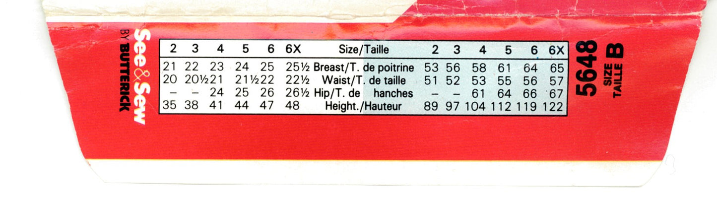 See and Sew 5648 Girls and Boys Shirt and Shorts Sewing Pattern - UNCUT - Size 5 6 6X