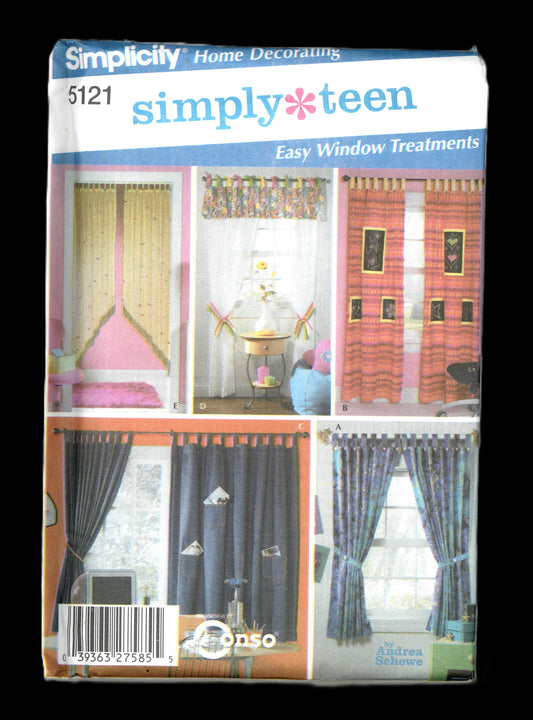 Simplciity 5121 Simply Teen Easy Window TreatmentsSewing Pattern - UNCUT