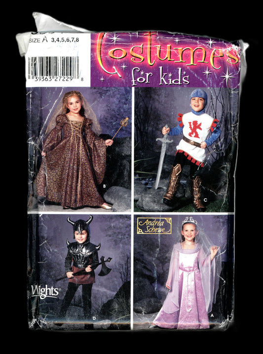 Simplicity 0664 Boys Girls Andrea Schewe Princess Knight Viking Costumes Sewing Pattern - UNCUT - Size 3 4 5 6 7 8