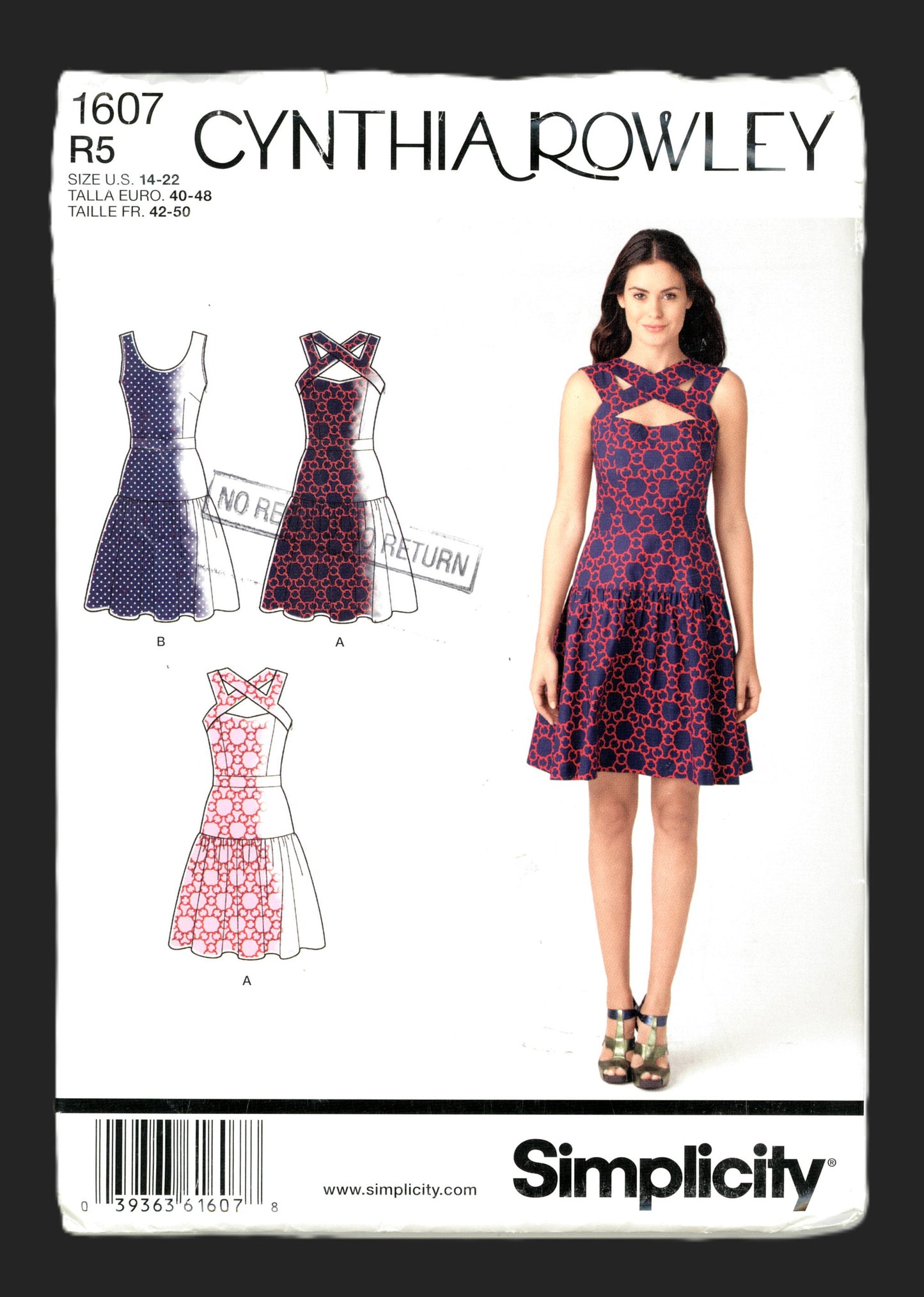 Simplicity 1607 Cynthia Rowley Misses Dress with Bodice Variations Sewing Pattern UNCUT Size 14 16 18 20 22