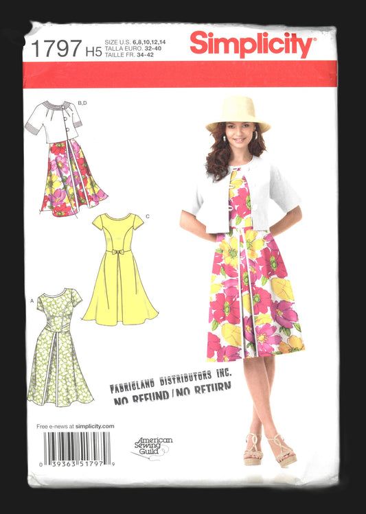 Simplicity 1797 Misses Dress and Jacket Sewing Pattern UNCUT Size 6 8 10 12 14