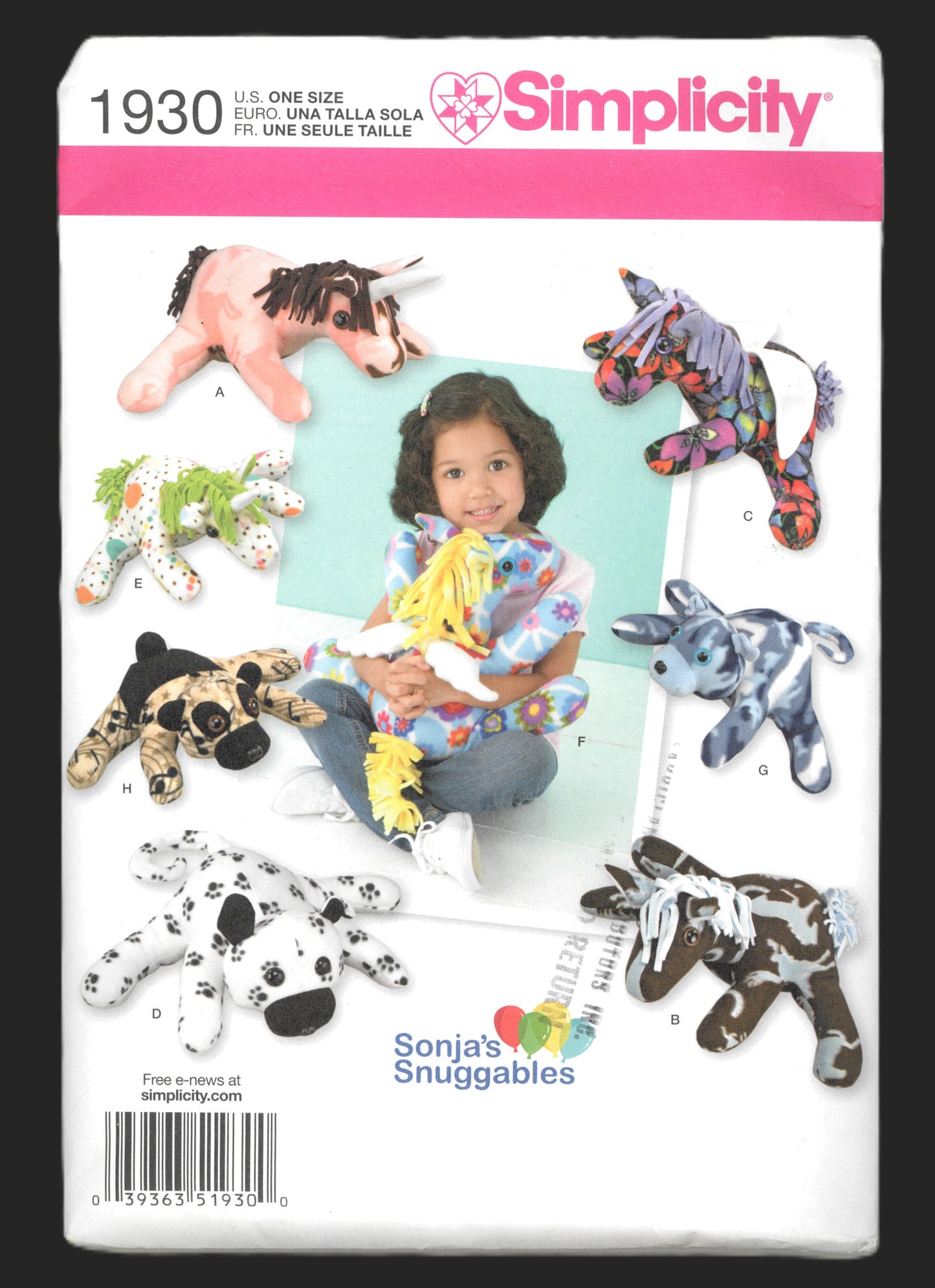 Simplicity 1930 Fleece Animals Sewing Pattern UNCUT