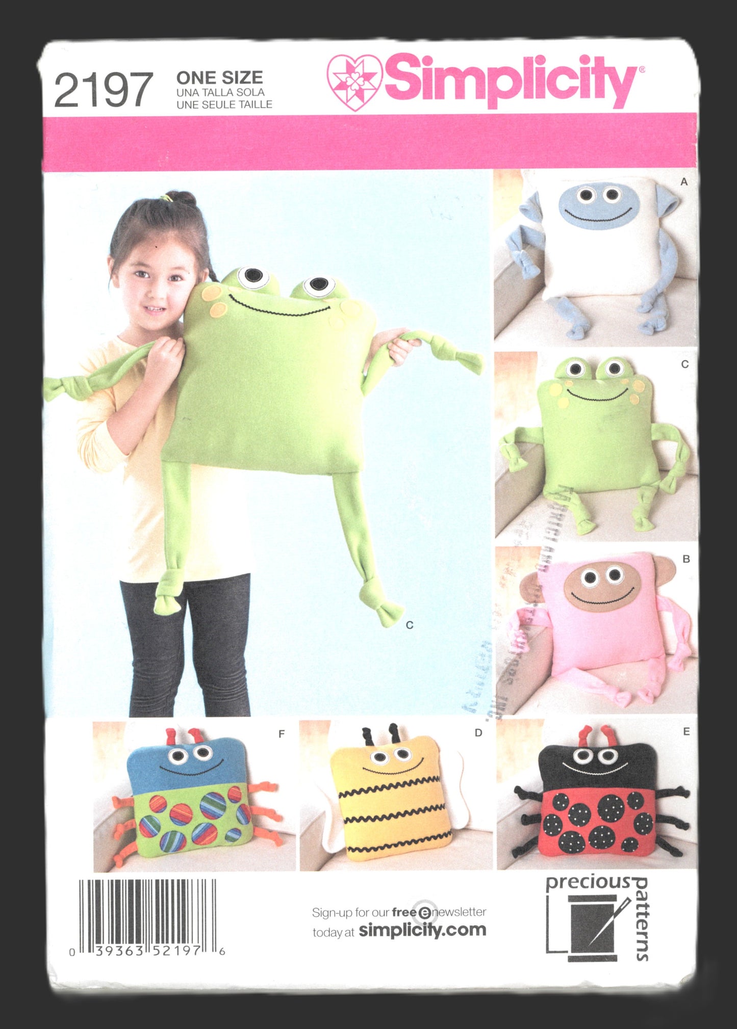 Simplicity 2197 Fleece Pillows Sewing Pattern UNCUT