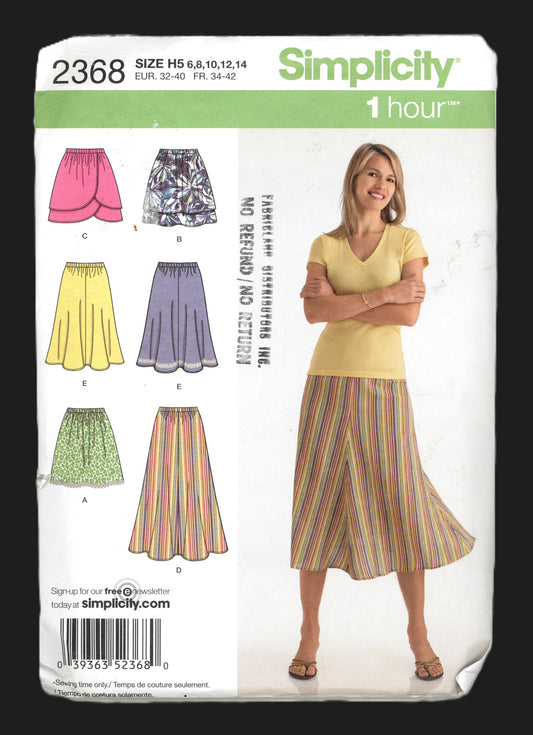 Simplicity 2368 Misses Skirt in Three Lengths  Sewing Pattern - UNCUT - Size 6 8 10 12 14