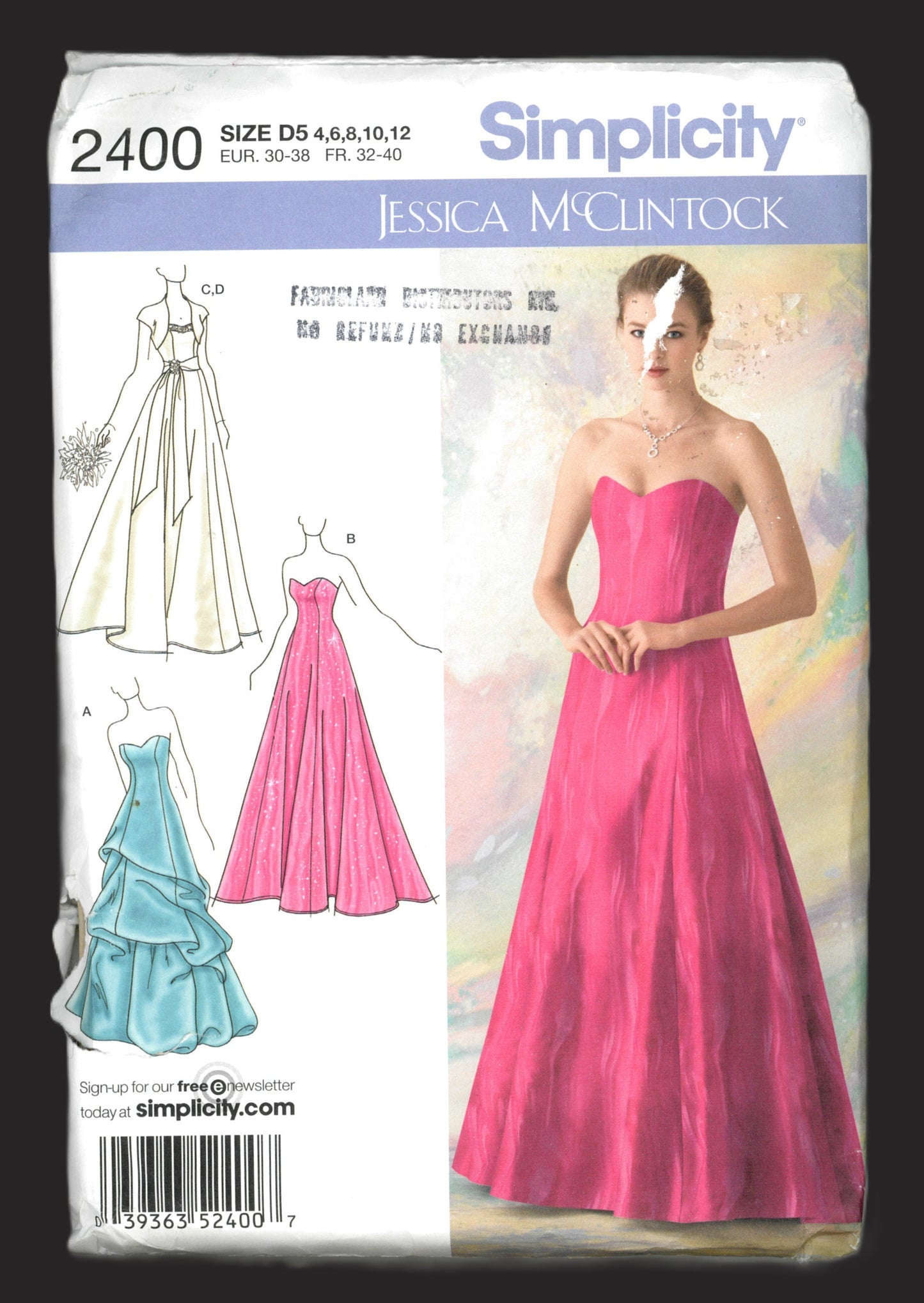 Simplicity 2400 Jessica McClintock Misses / Miss Petite Evening Gowns and Bolero  Sewing Pattern - UNCUT - Size 4 6 8 10 12