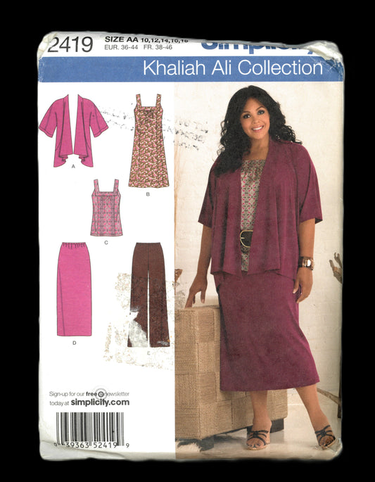 Simplicity 2419 Khaliah Misses Pants Skirt Dress or Top and Jacket Sewing Pattern UNCUT Size 10 12 14 16 18