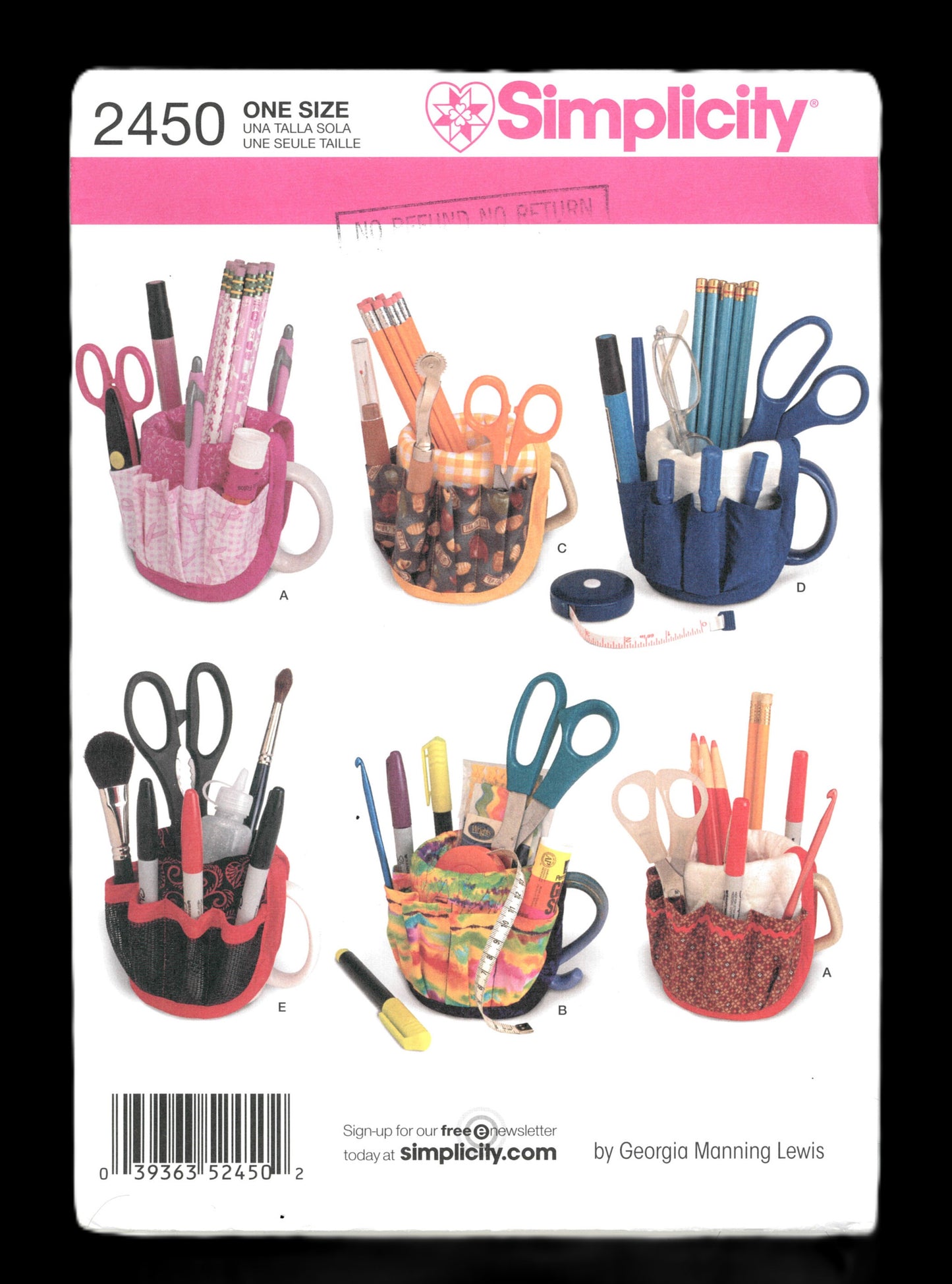 Simplicity 2450 Mug Covers Sewing Pattern - UNCUT