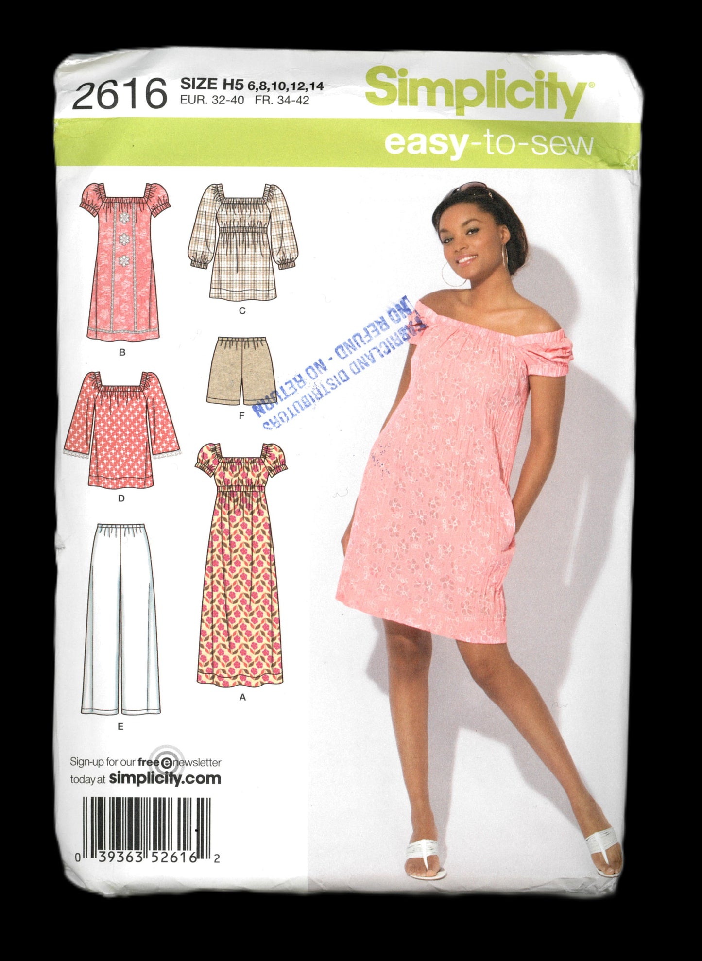Simplicity 2616 Misses Dress in Two Lengths, or Top and Pants or Shorts Sewing Pattern UNCUT Size 6 8 10 12 14