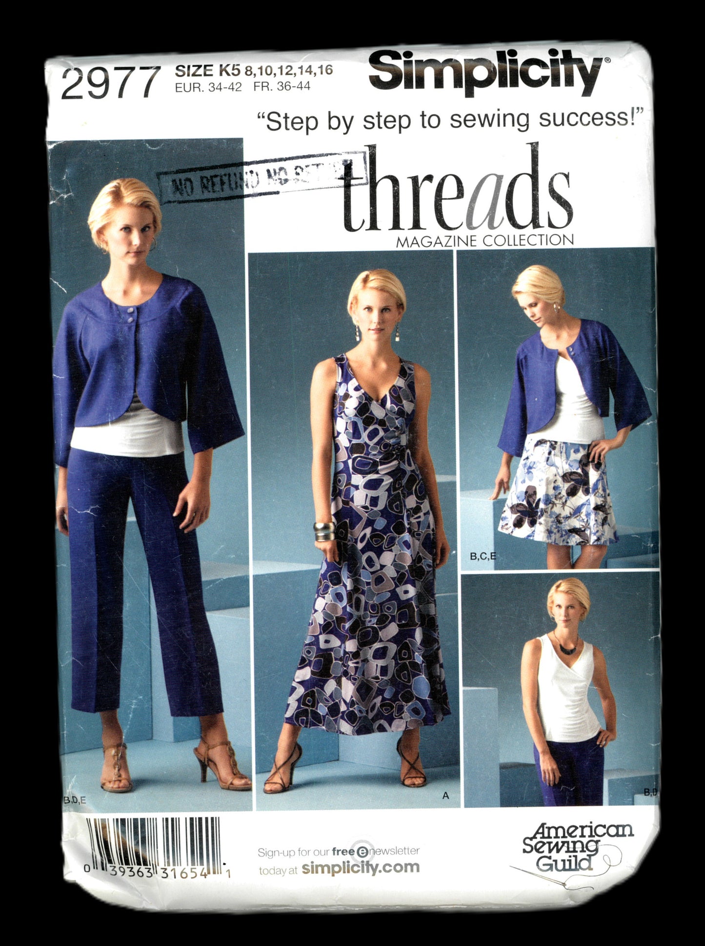 Simplicity 2977 THREADS Misses Skirt Pants Jacket and Knit Dress or Top Sewing Pattern - UNCUT - Size 8 10 12 14 16