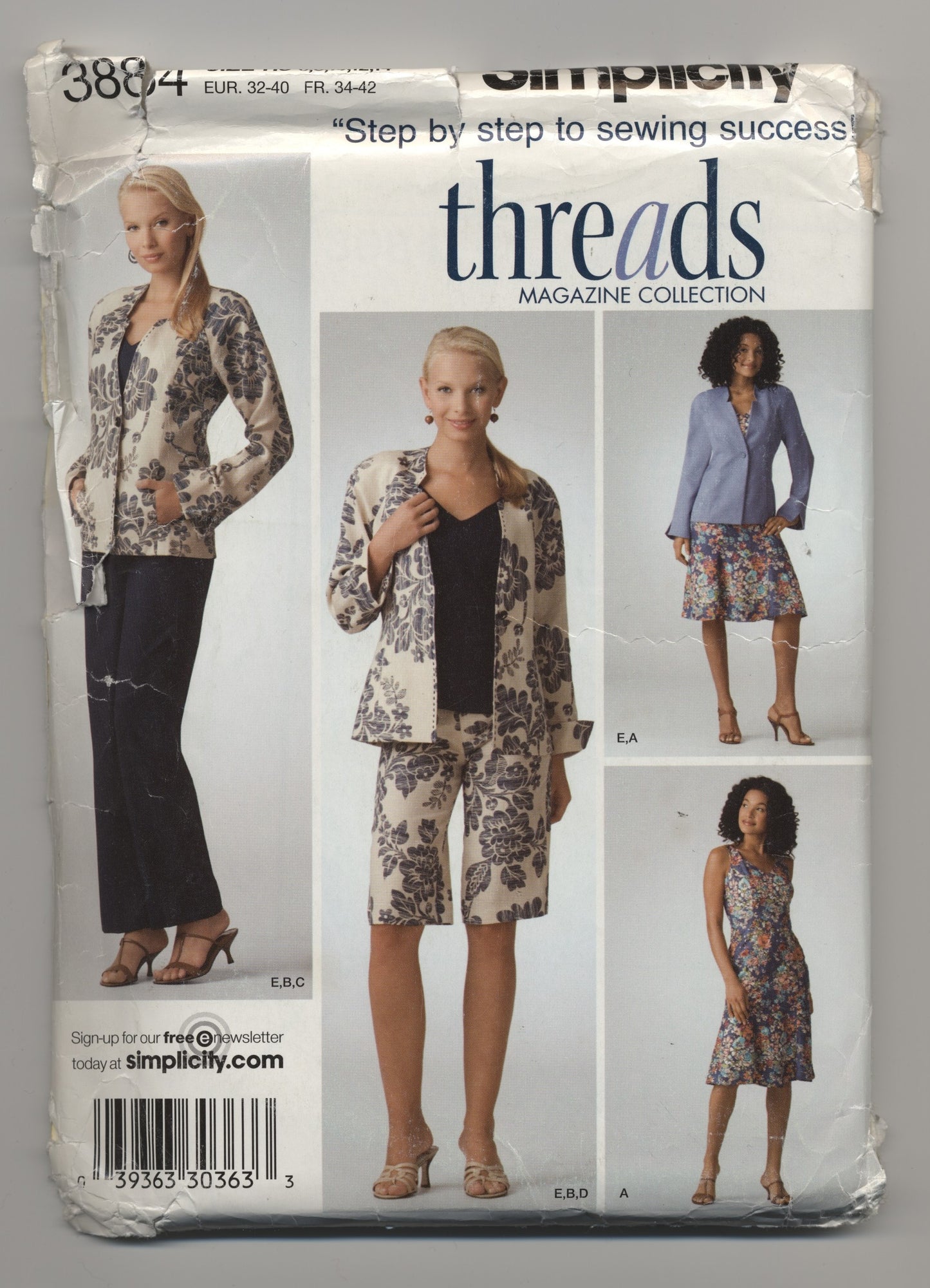 Simplicity 3884 THREADS Misses / Miss Petite Lined Dress or Top, Pants in Two Lengths and Jacket Sewing Pattern - UNCUT - Size 6 8 10 12 14 or Size 14 16 18 20 22