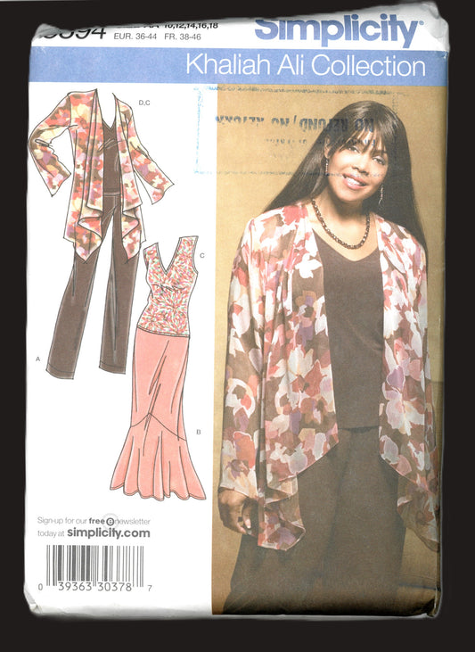 Simplicity 3894 Khaliah Misses Jacket and knit Top Pants and Skirt Sewing Pattern UNCUT Size 10 12 14 16 18