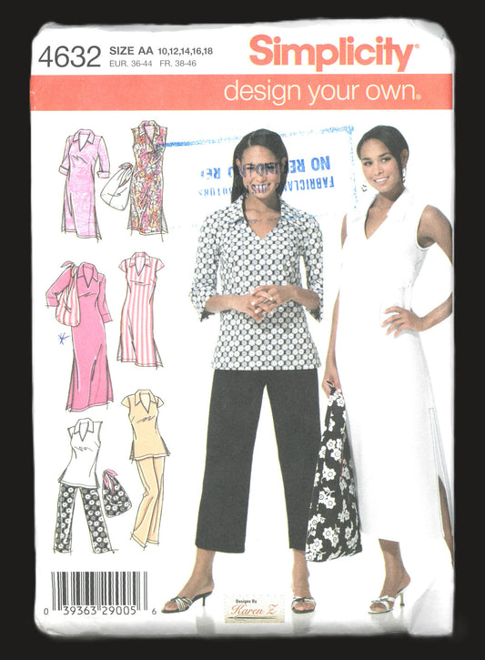 Simplicity 4632 Misses Design Your Own Dress in Two Lengths or Tunic, pants and Bag Sewing Pattern UNCUT Size 10 12 14 16 18