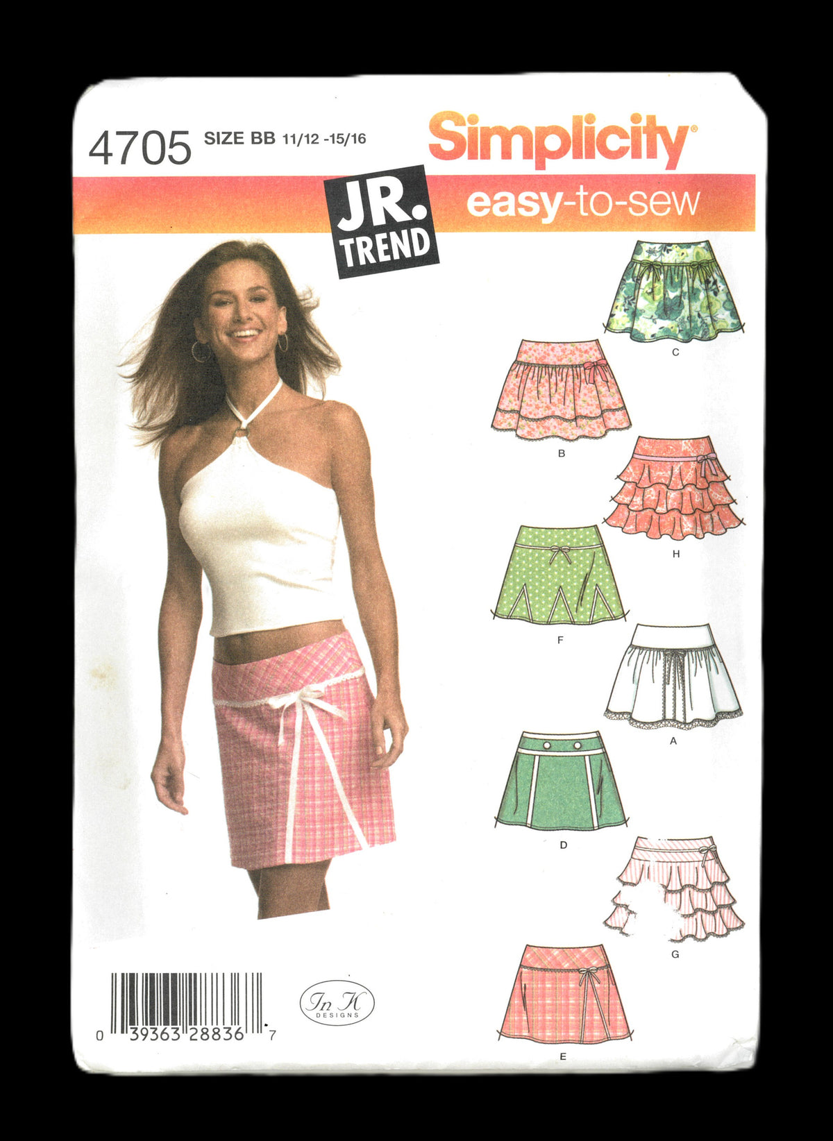Mini Simplicity Simplicity 4705 Juniors Mini Skirts with Trim Variations Sewing Patter ...