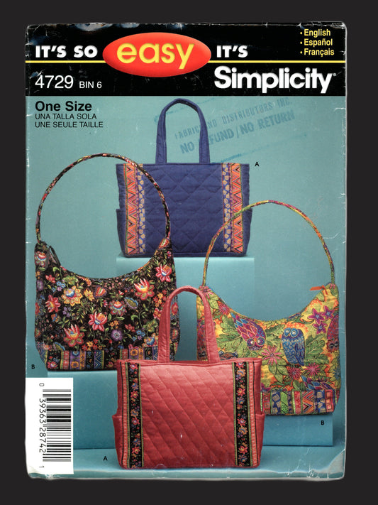 Simplicity 4729 Bags Sewing Pattern - UNCUT