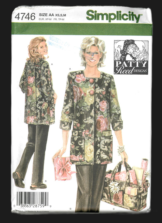Simplicity 4746 Patty Reed Misses Hobby Coat, Pants and Bag Sewing Pattern - UNCUT - Size XS S M