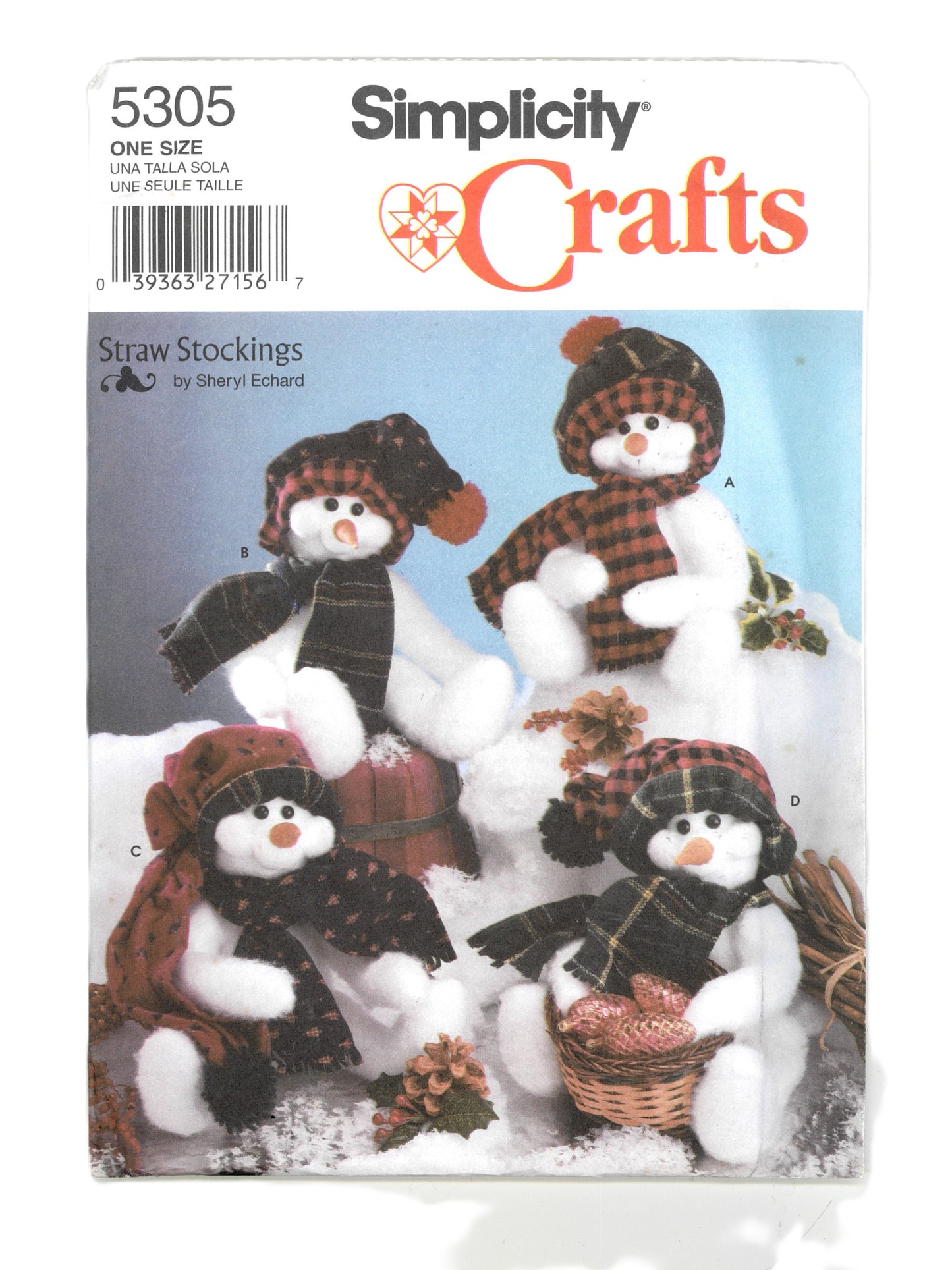 Simplicity 5305 16" Snowman Sewing Pattern - UNCUT