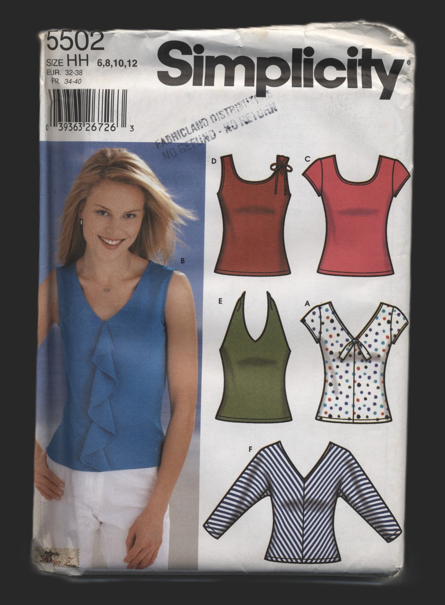 Simplicity 5502 Misses Knit Tops with neckline Variations Sewing Pattern UNCUT - Size 6 8 10 12