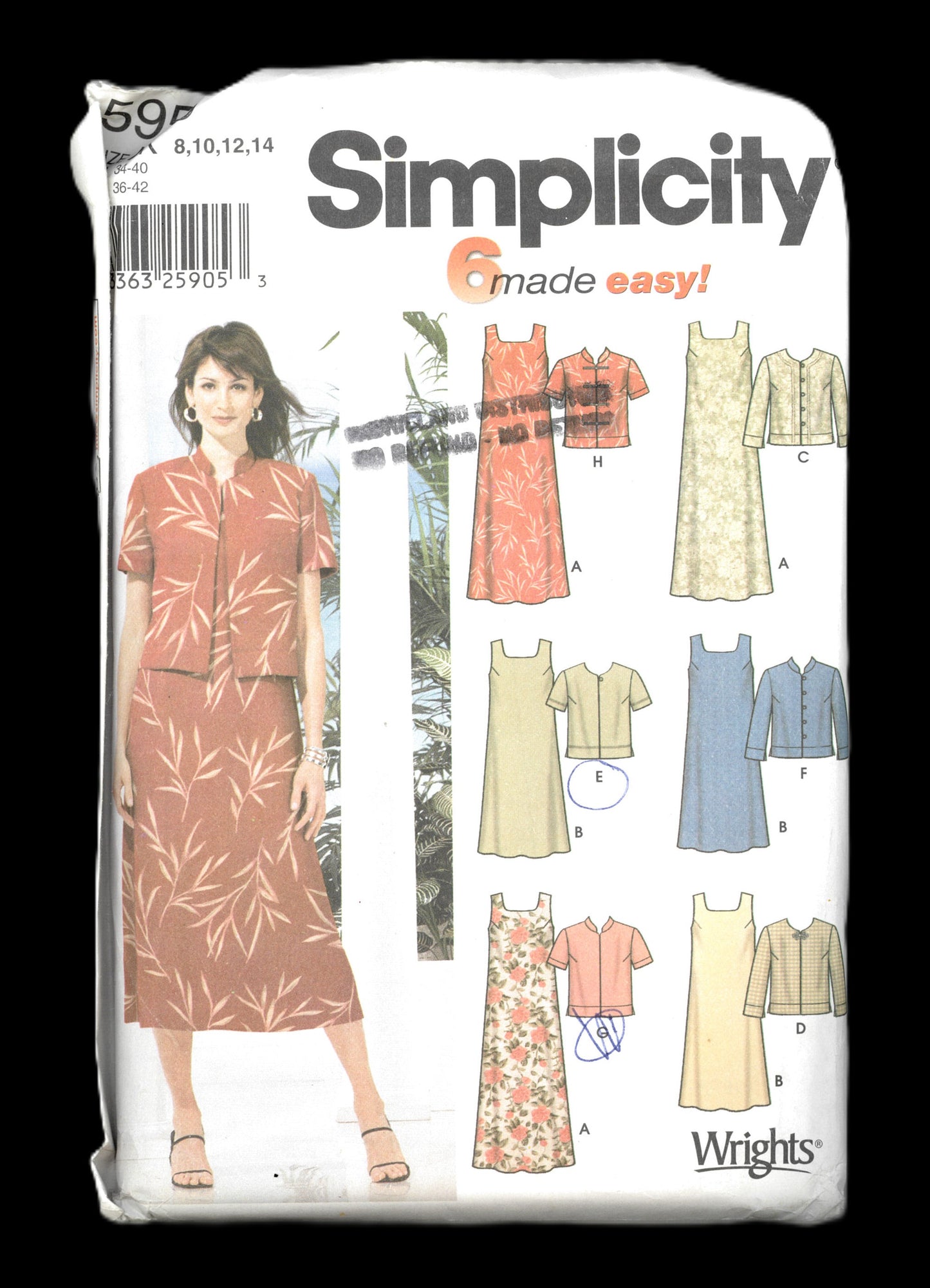 Simplicity 5959 Misses / Miss Petite Pullover Dress in Two Lengths and Jacket Sewing Pattern UNCUT Size 8 10 12 14