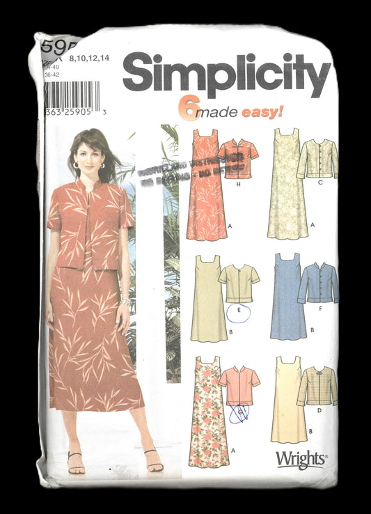 Simplicity 5959 Misses / Miss Petite Pullover Dress in Two Lengths and Jacket Sewing Pattern UNCUT Size 8 10 12 14