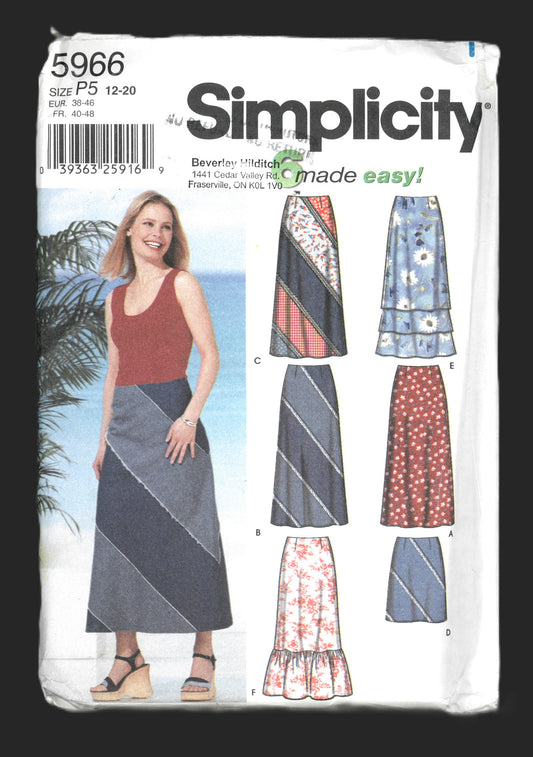 Simplicity 5966 Misses Skirt in Two Lengths Sewing Pattern - UNCUT - Size 12 - 20