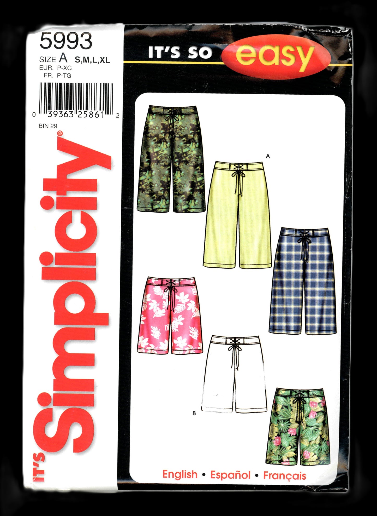Simplicity 5993 Misses and MensShorts in Two Lengths Sewing Pattern UNCUT Size S M L XL