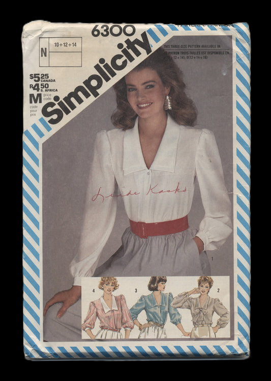 Simplicity 6300 Misses Blouse with Sleeve Variations Sewing Pattern - UNCUT - Size 10 12 14